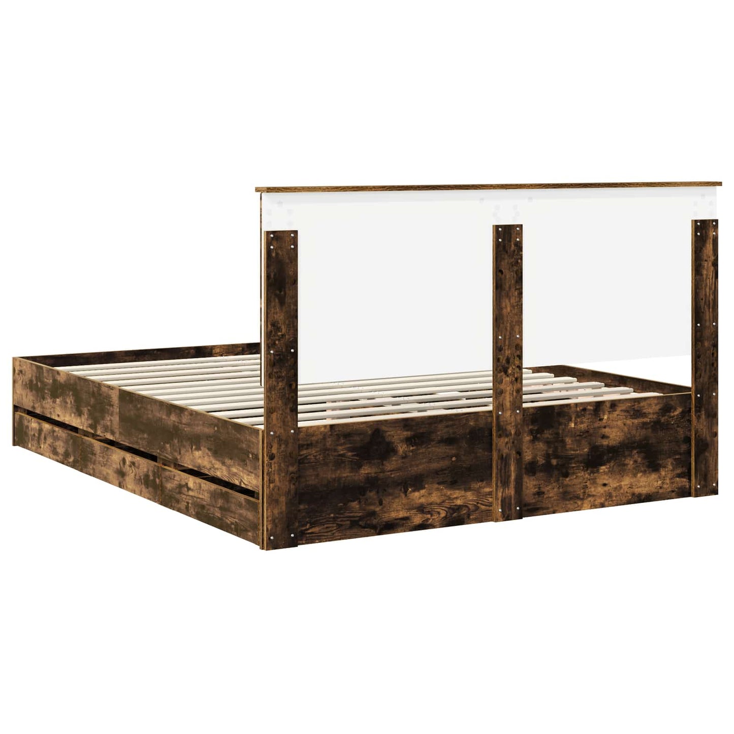 vidaXL Σκελετός Κρεβατιού Καπνιστό Δρύς 160 x 200 cm Μηχανήματος Ξύλο