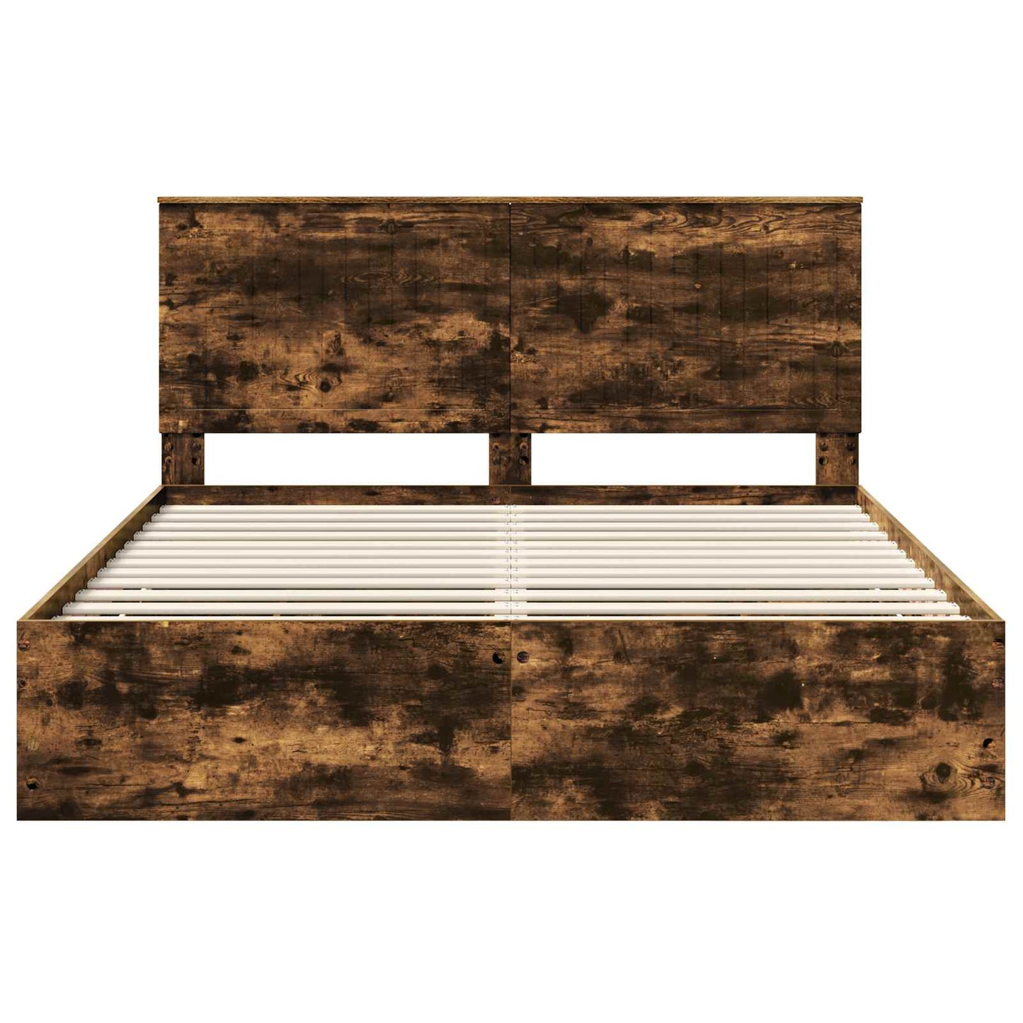 vidaXL Σκελετός Κρεβατιού Καπνιστό Δρύς 160 x 200 cm Μηχανήματος Ξύλο