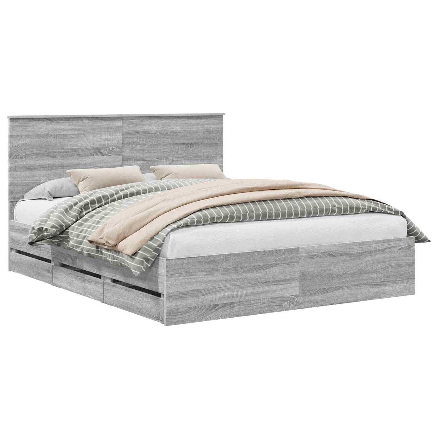 vidaXL Σκελετός Κρεβατιού Γκρίζο Σονομα 160 x 200 cm Μηχανήματος Ξύλο