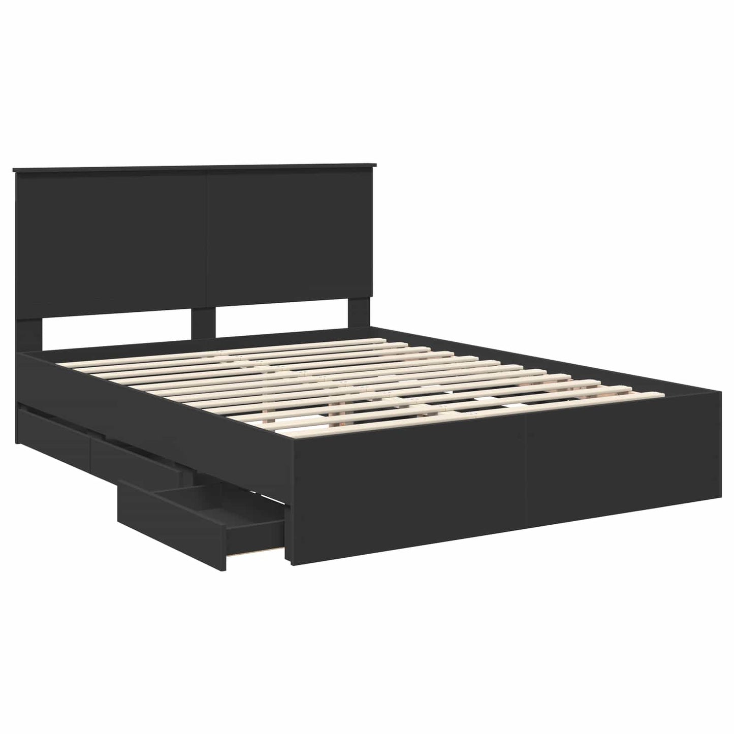 vidaXL Σκελετός Κρεβατιού Μαύρο 150 x 200 cm Μηχανήματος Ξύλο