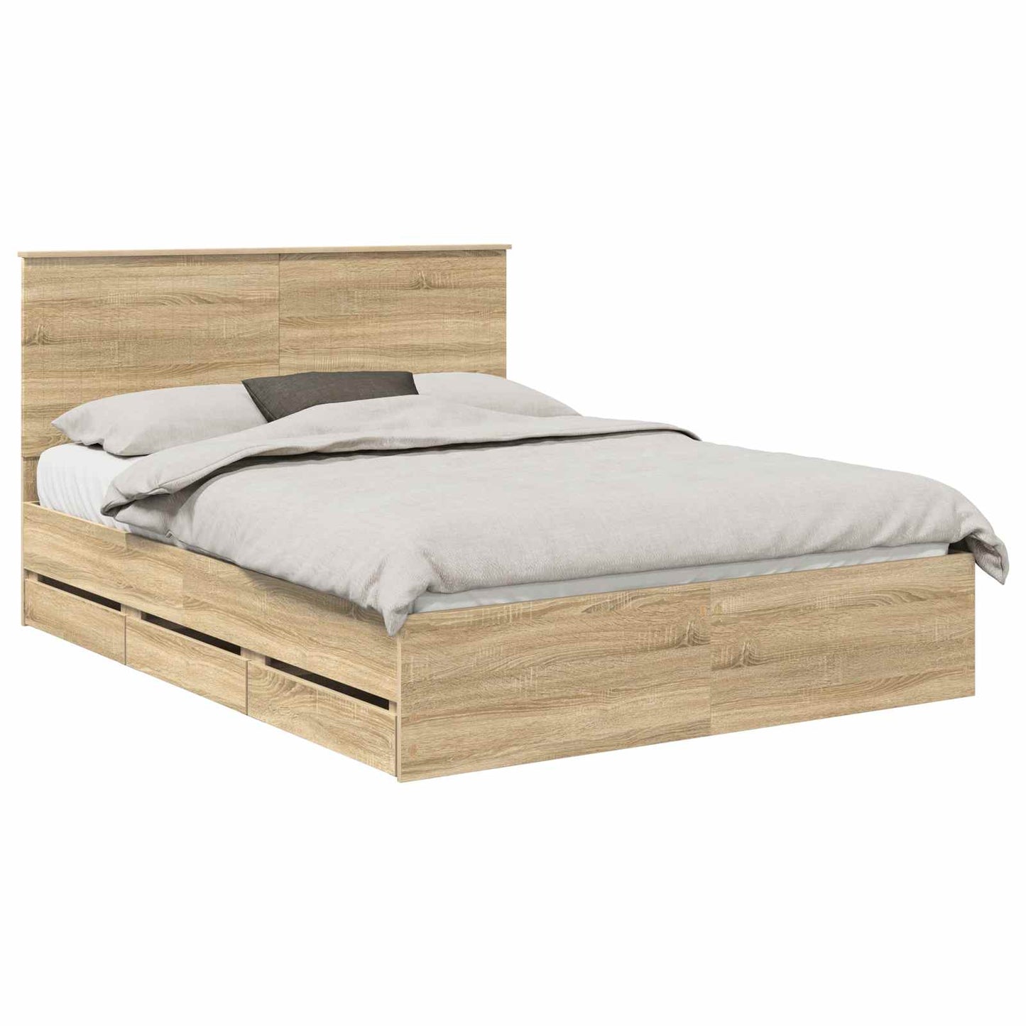 vidaXL Σκελετός Κρεβατιού Δρύς Sonoma 150 x 200 cm Μηχανήματος Ξύλο