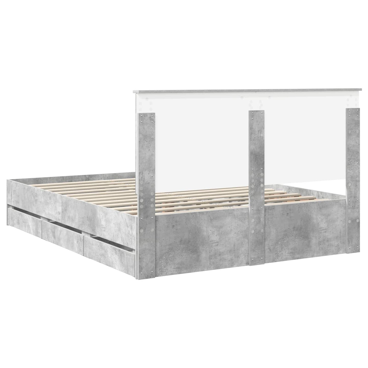 vidaXL Σκελετός Κρεβατιού Σκυρόδεμα Γκρι 150 x 200 cm Μηχανήματος Ξύλο