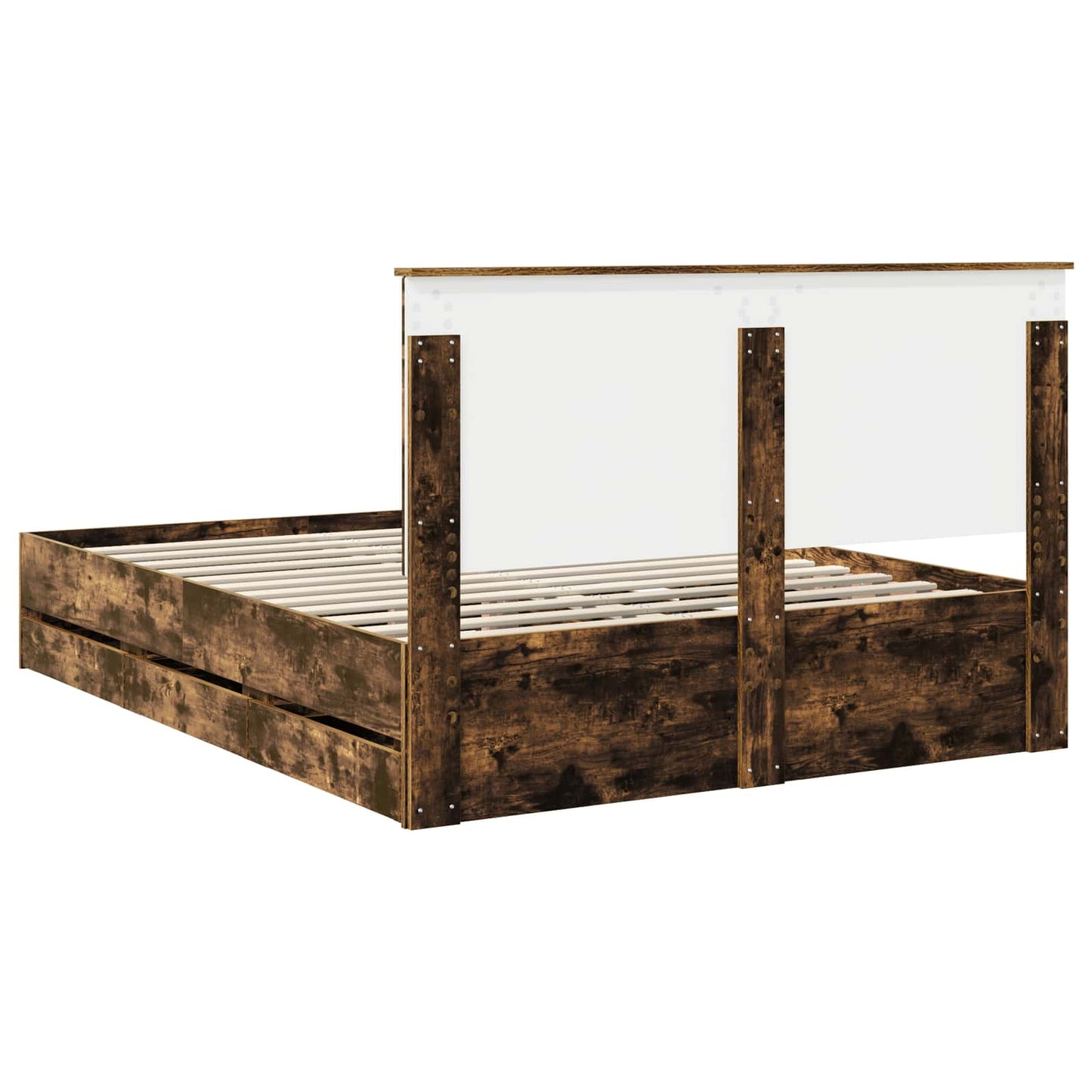vidaXL Σκελετός Κρεβατιού Καπνιστό Δρύς 150 x 200 cm Μηχανήματος Ξύλο