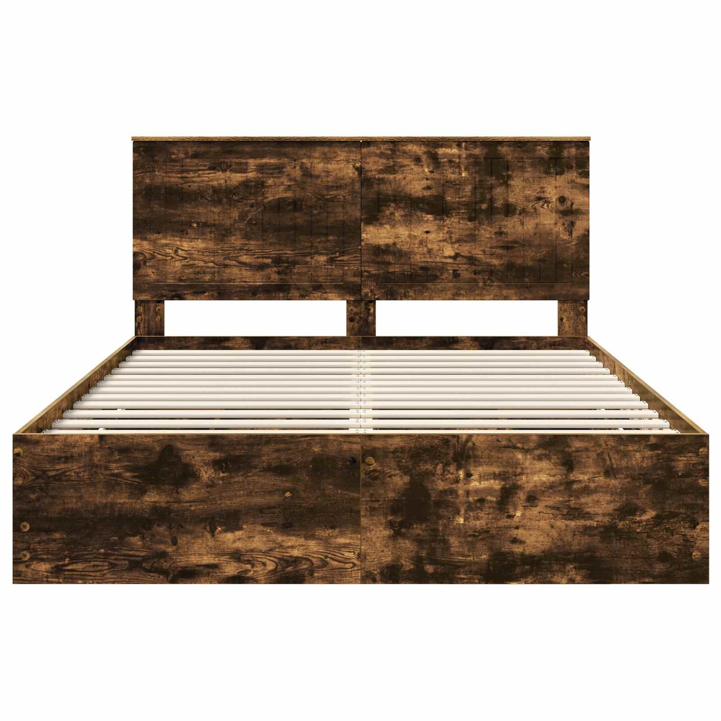 vidaXL Σκελετός Κρεβατιού Καπνιστό Δρύς 150 x 200 cm Μηχανήματος Ξύλο