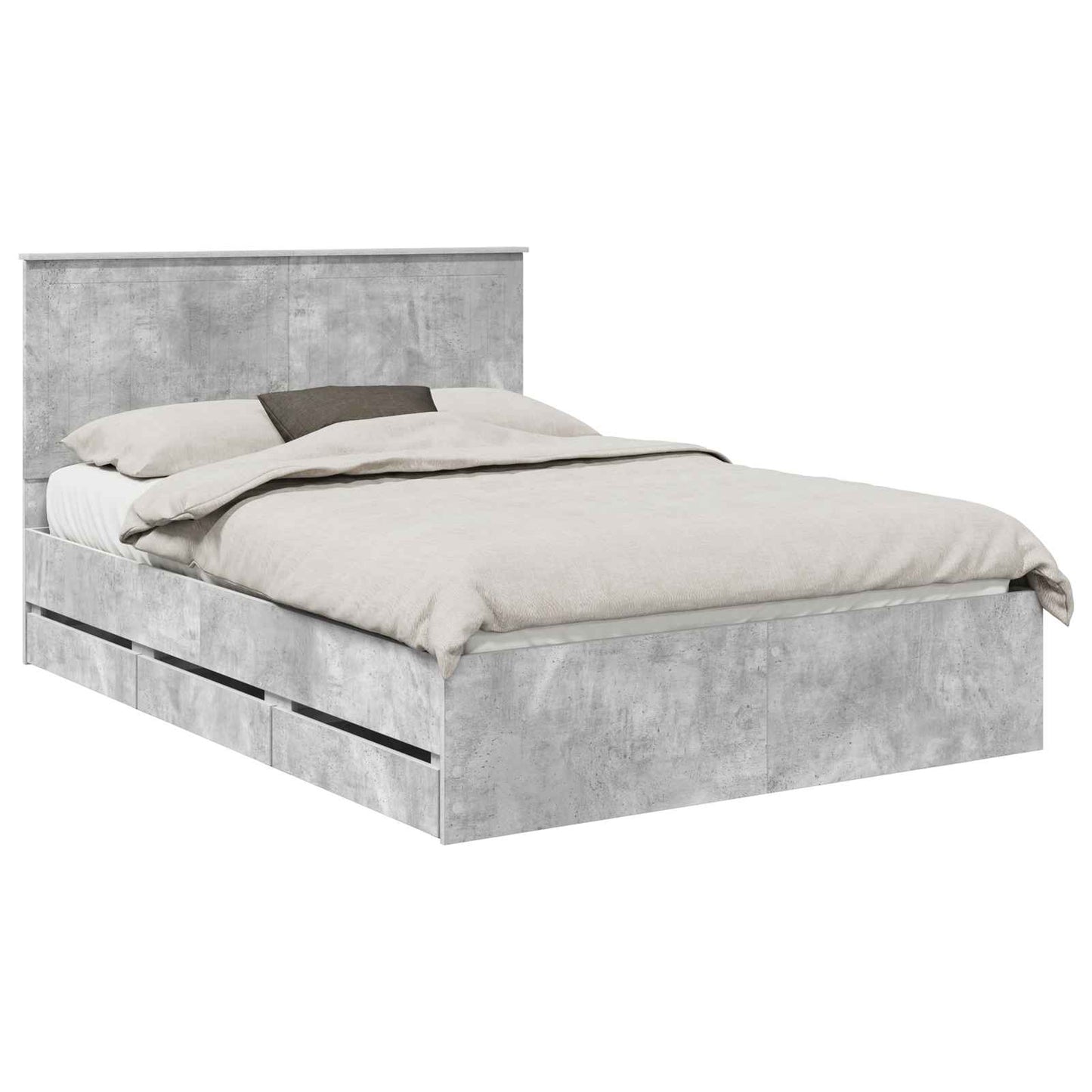 vidaXL Σκελετός Κρεβατιού Σκυρόδεμα Γκρι 140 x 200 cm Μηχανήματος Ξύλο