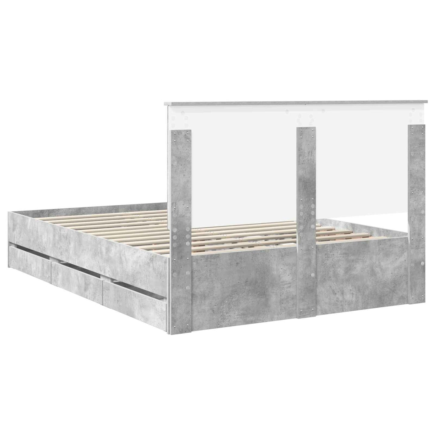 vidaXL Σκελετός Κρεβατιού Σκυρόδεμα Γκρι 140 x 200 cm Μηχανήματος Ξύλο