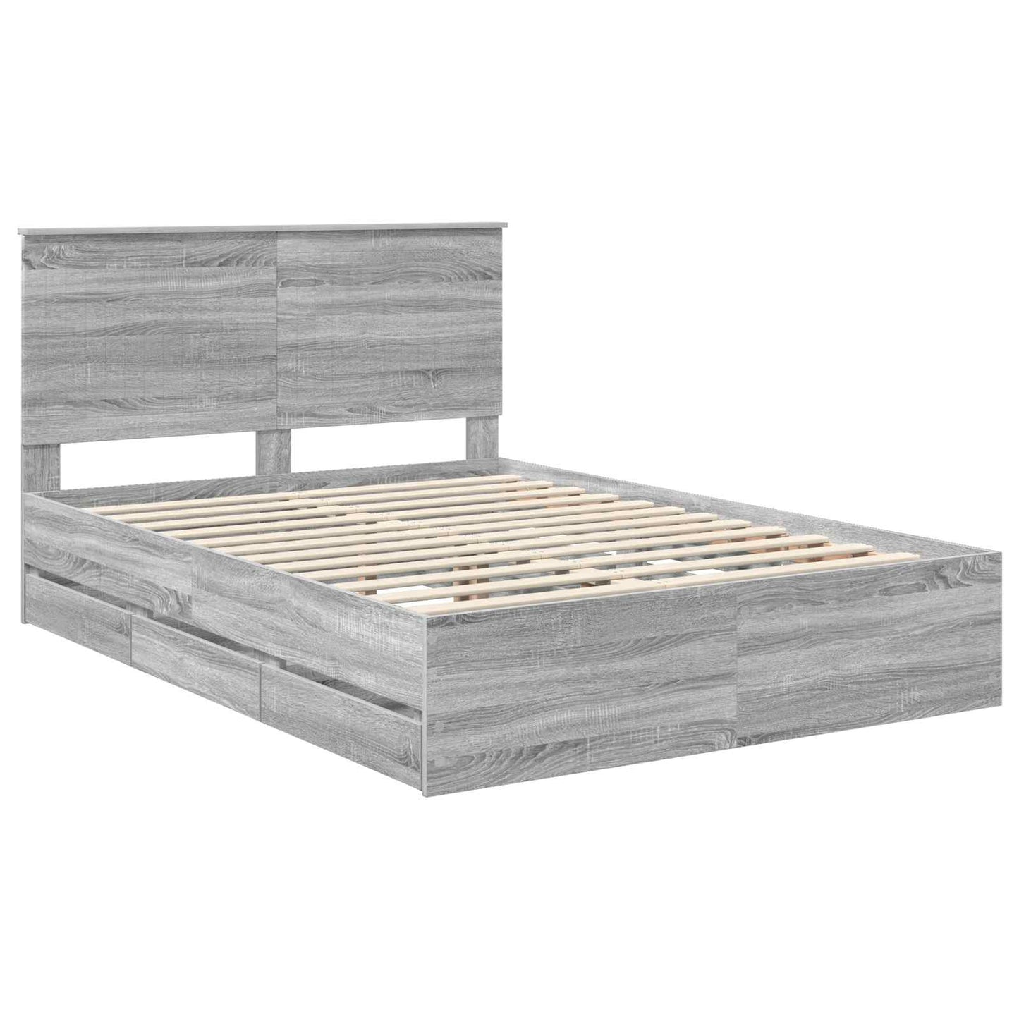 vidaXL Σκελετός Κρεβατιού Γκρίζο Σονομα 140 x 200 cm Μηχανήματος Ξύλο