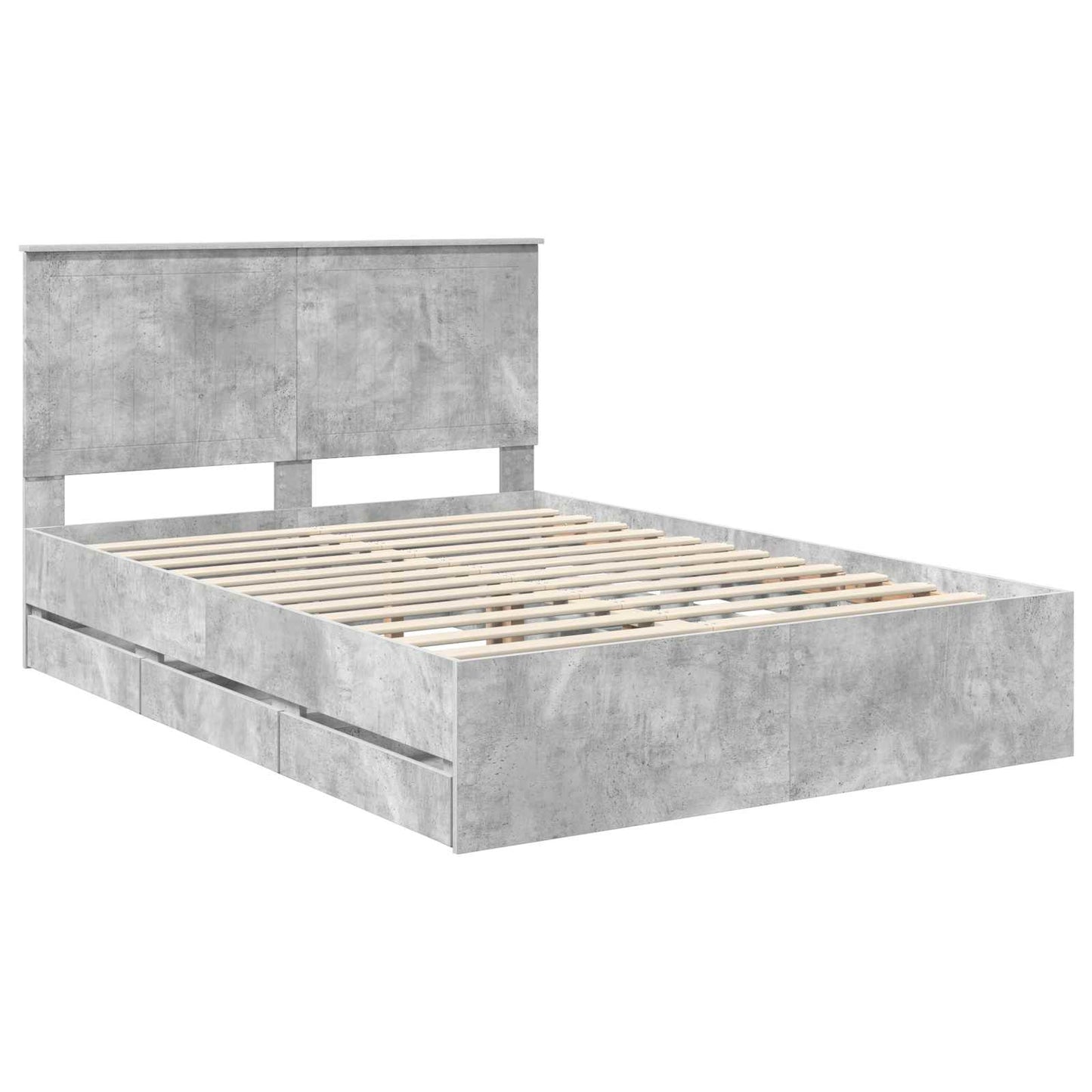 vidaXL Σκελετός Κρεβατιού Σκυρόδεμα Γκρι 140 x 190 cm Μηχανήματος Ξύλο