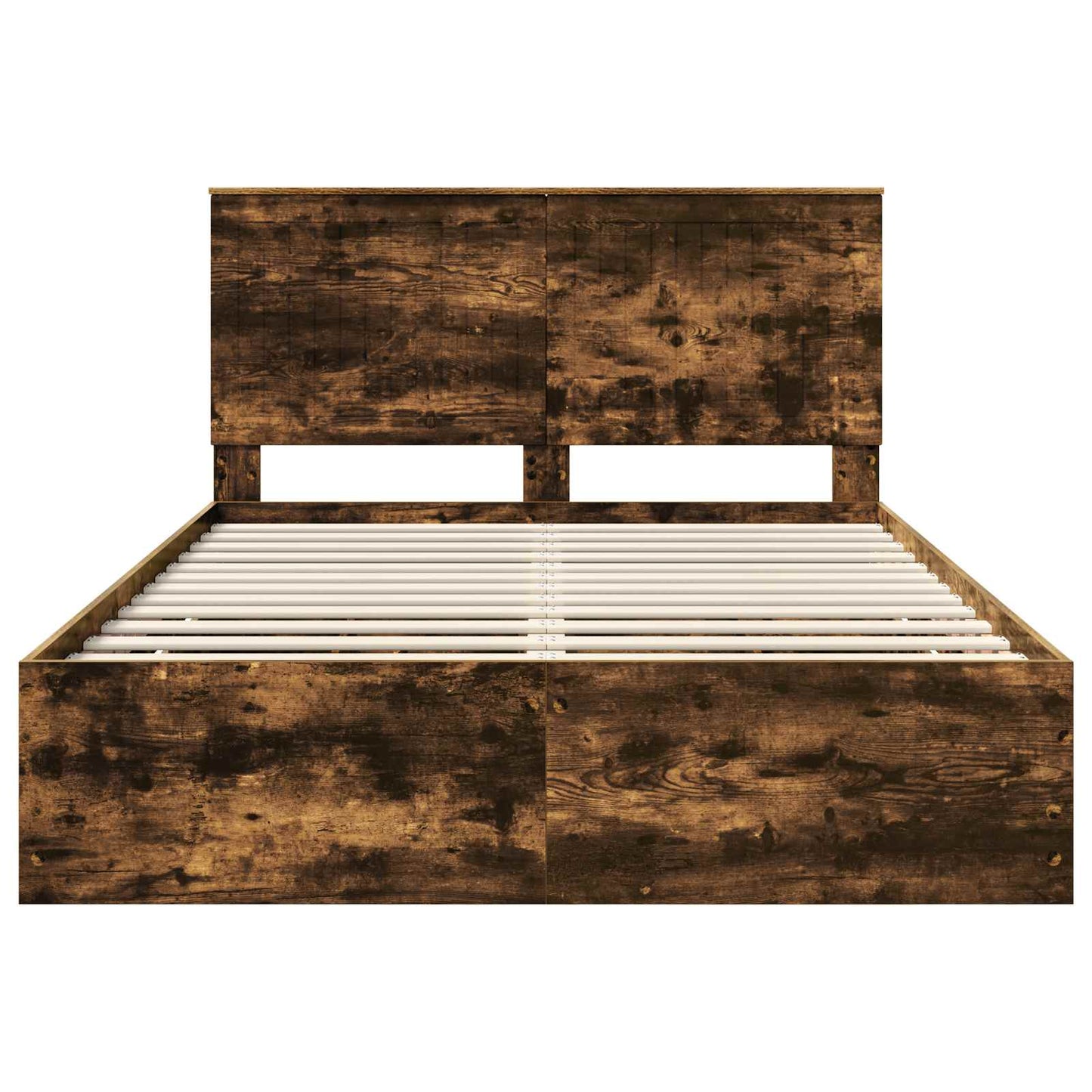 vidaXL Σκελετός Κρεβατιού Καπνιστό Δρύς 140 x 190 cm Μηχανήματος Ξύλο