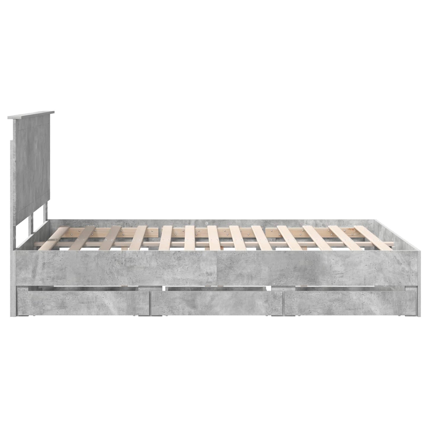 vidaXL Σκελετός Κρεβατιού Σκυρόδεμα Γκρι 135 x 190 cm Μηχανήματος Ξύλο