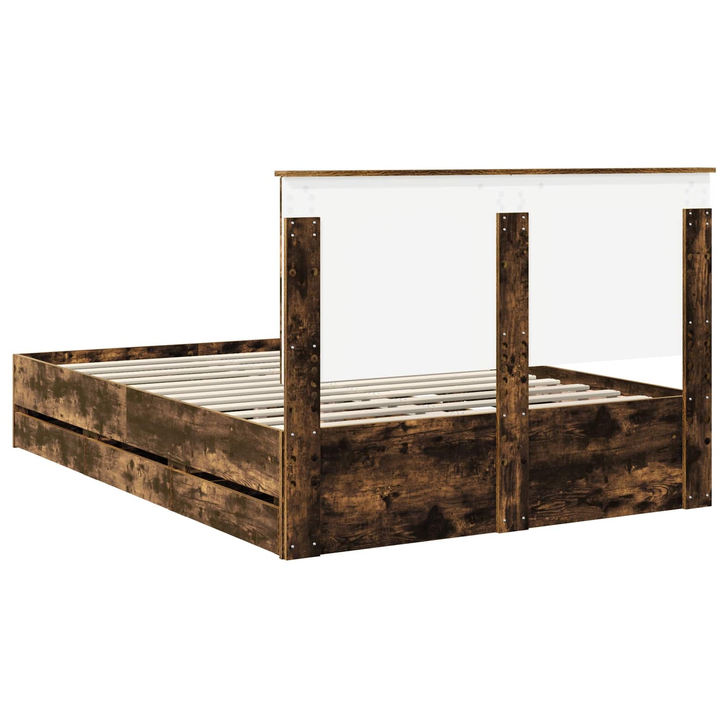 vidaXL Σκελετός Κρεβατιού Καπνιστό Δρύς 135 x 190 cm Μηχανήματος Ξύλο