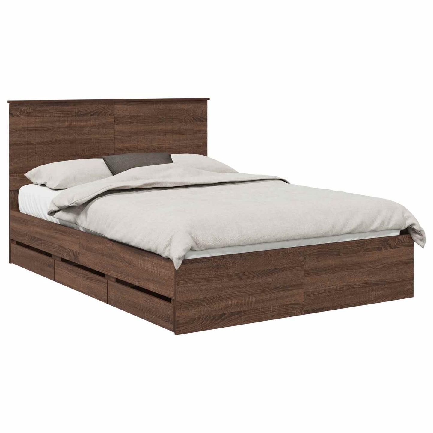 vidaXL Σκελετός Κρεβατιού Καφέ δρυς 135 x 190 cm Μηχανήματος Ξύλο