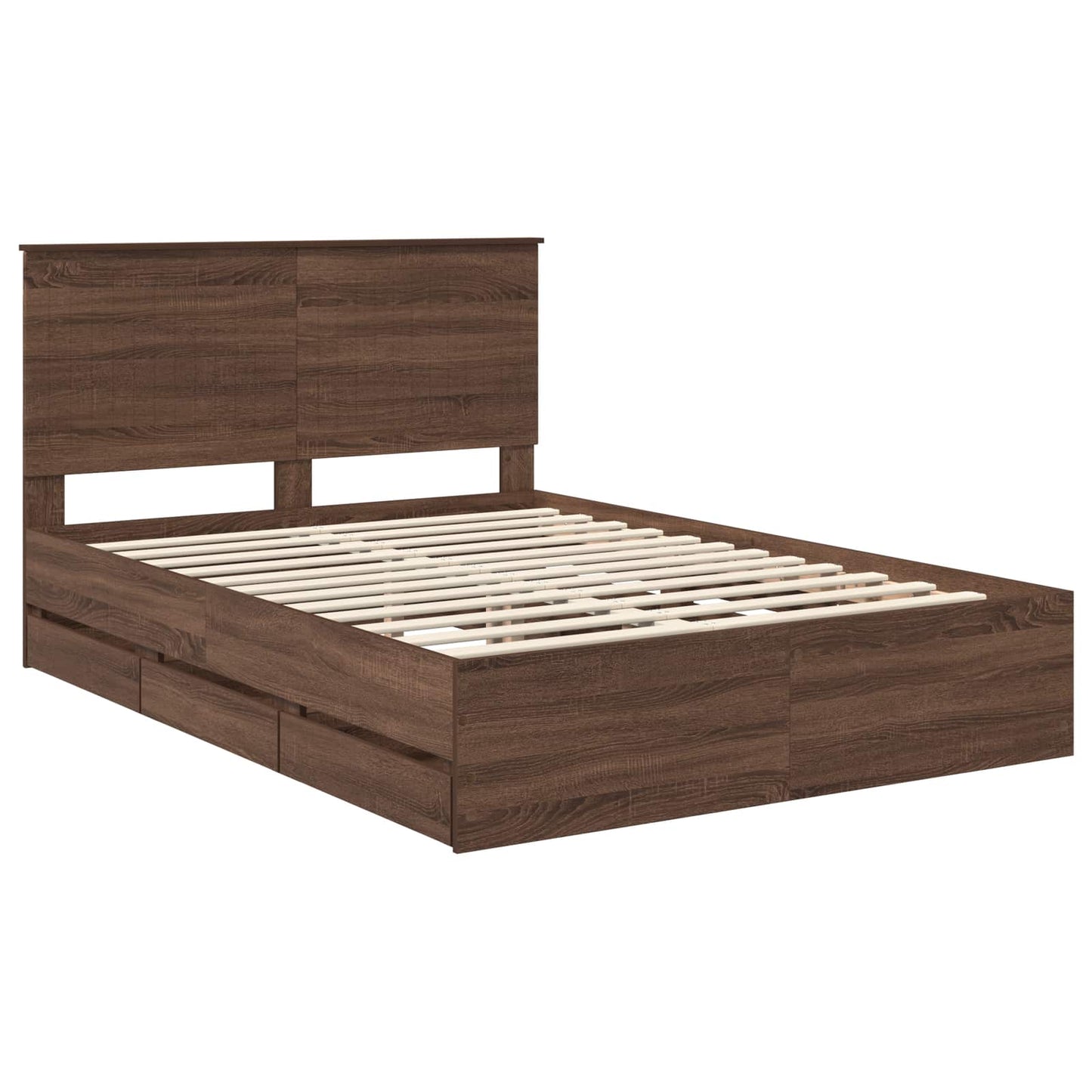 vidaXL Σκελετός Κρεβατιού Καφέ δρυς 135 x 190 cm Μηχανήματος Ξύλο