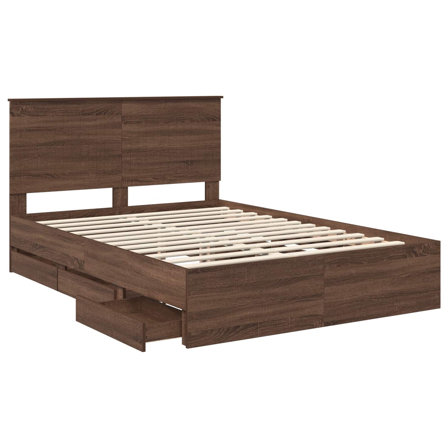 vidaXL Σκελετός Κρεβατιού Καφέ δρυς 135 x 190 cm Μηχανήματος Ξύλο