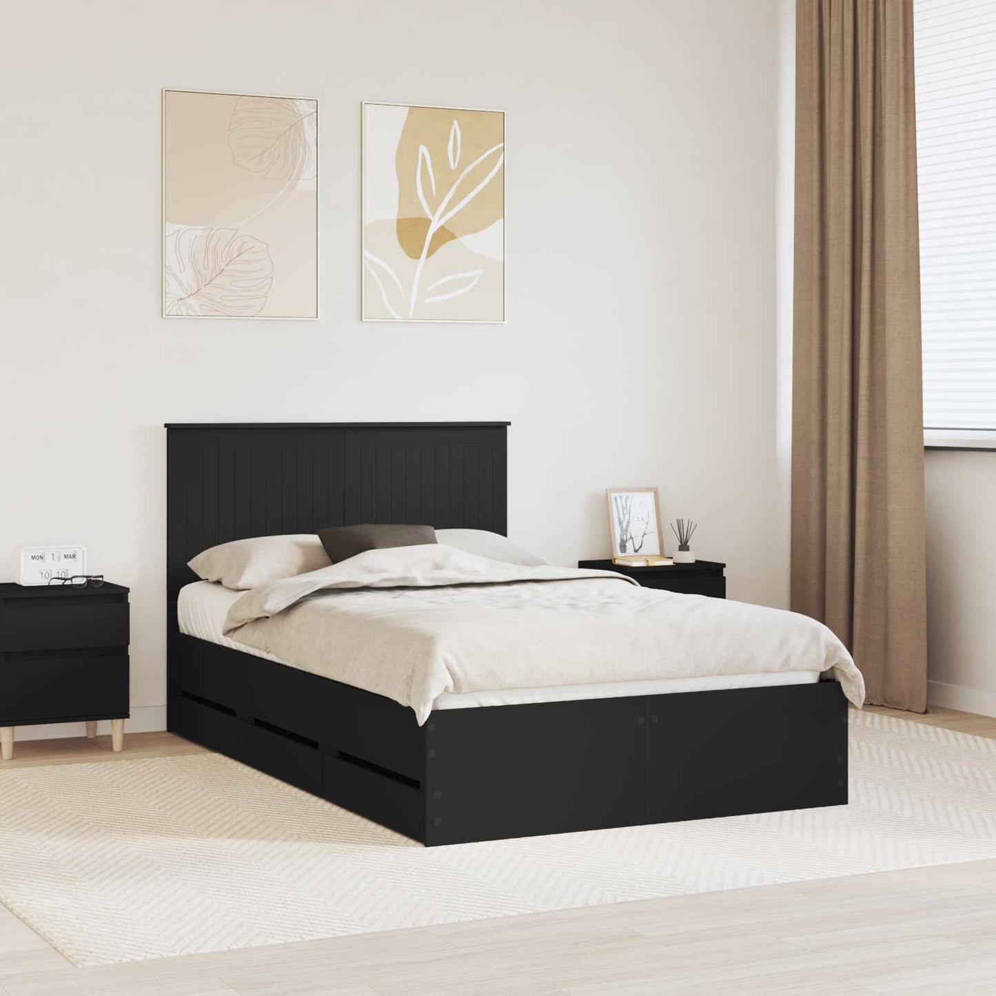 vidaXL Σκελετός Κρεβατιού Μαύρο 120 x 190 cm Μηχανήματος Ξύλο