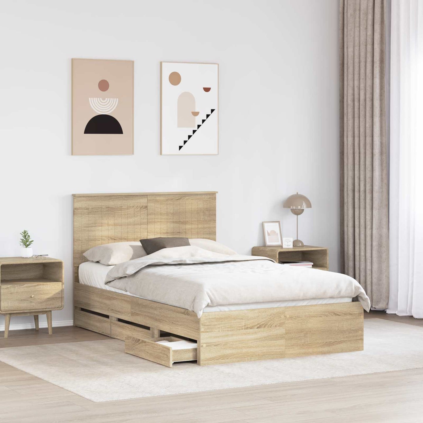 vidaXL Σκελετός Κρεβατιού Δρύς Sonoma 120 x 190 cm Μηχανήματος Ξύλο