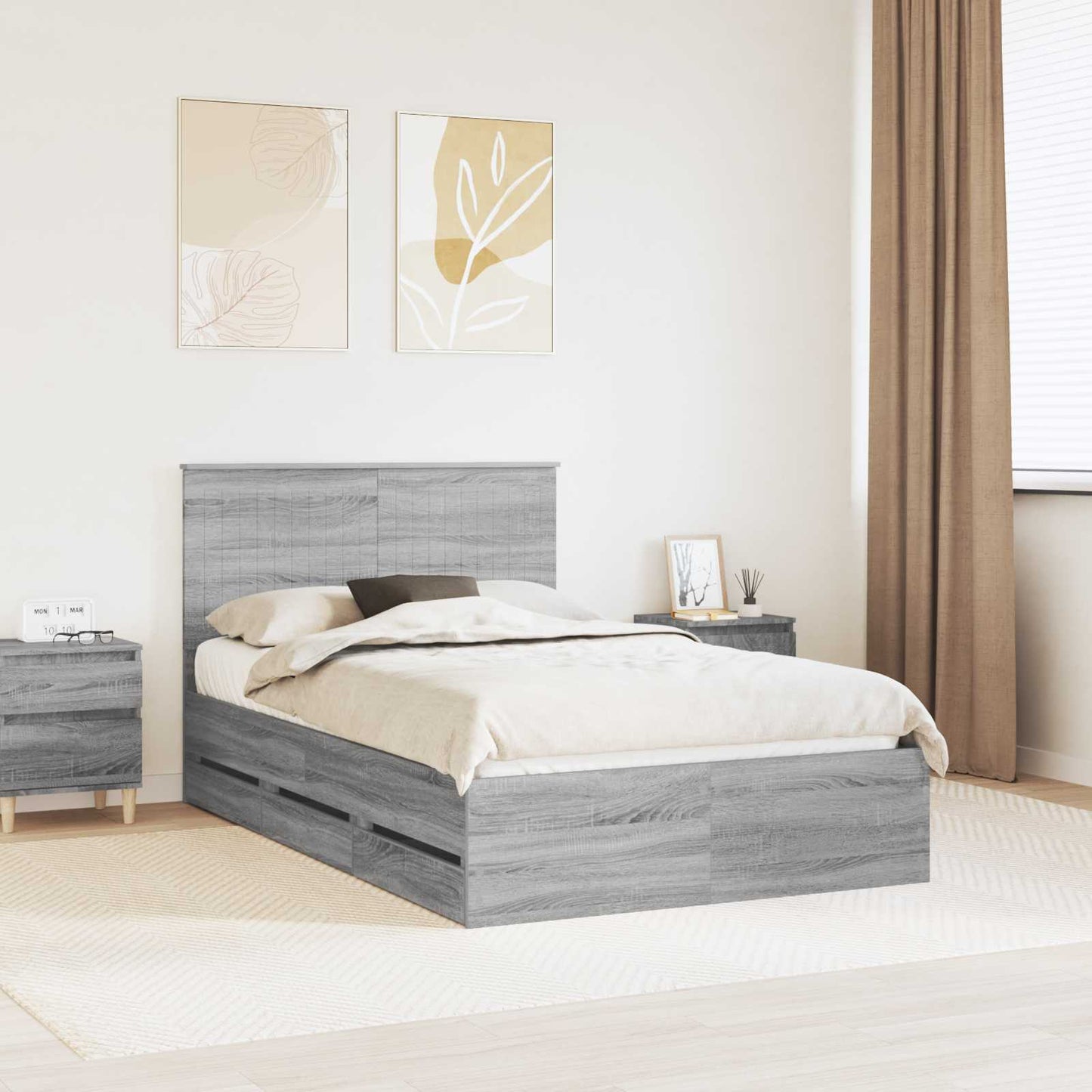vidaXL Σκελετός Κρεβατιού Γκρίζο Σονομα 120 x 190 cm Μηχανήματος Ξύλο