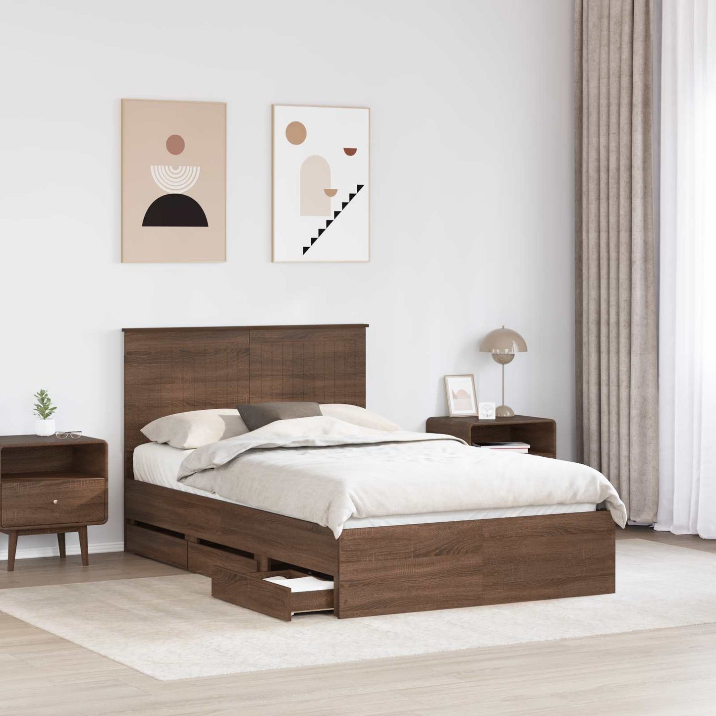 vidaXL Σκελετός Κρεβατιού Καφέ δρυς 120 x 190 cm Μηχανήματος Ξύλο