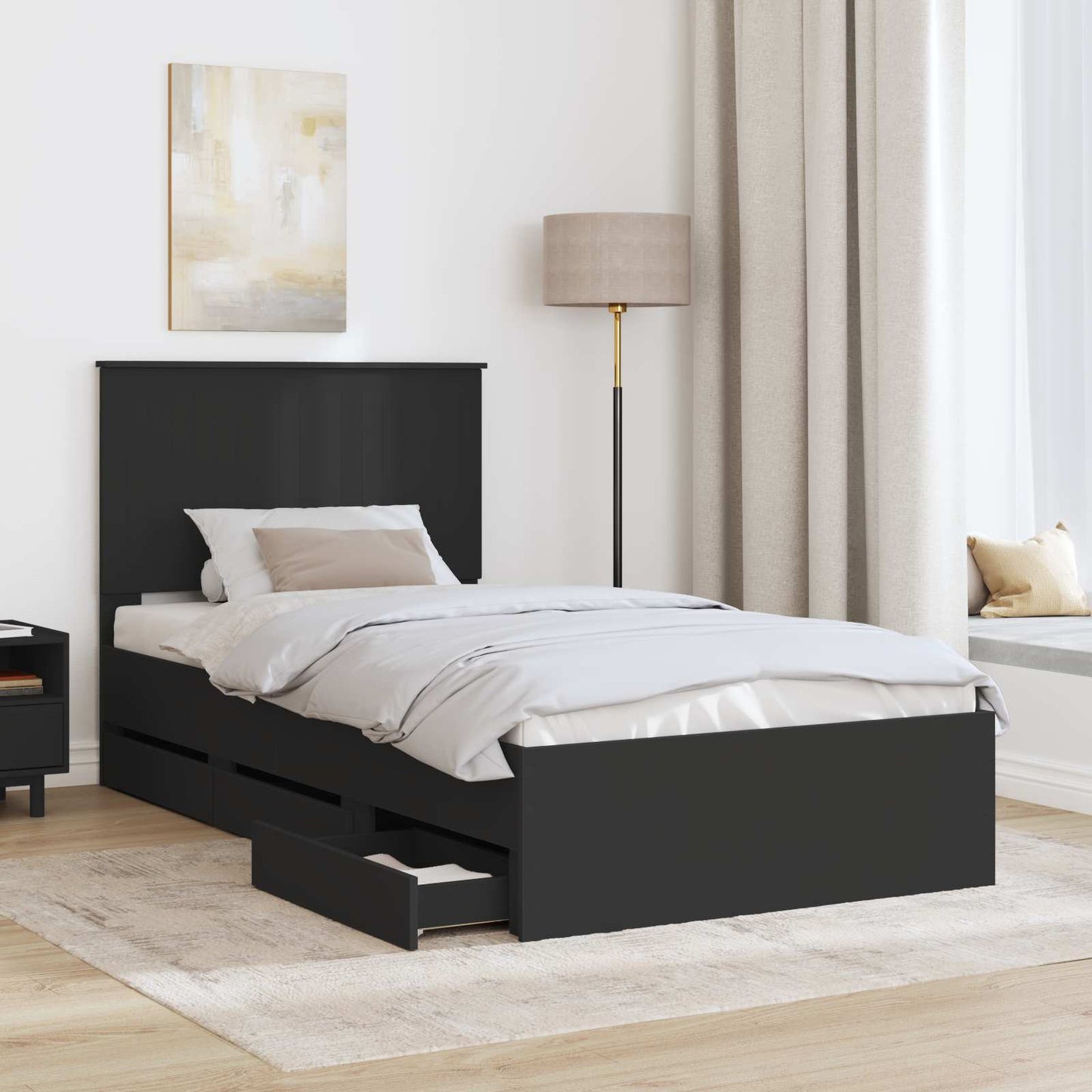 vidaXL Σκελετός Κρεβατιού Μαύρο 100 x 200 cm Μηχανήματος Ξύλο