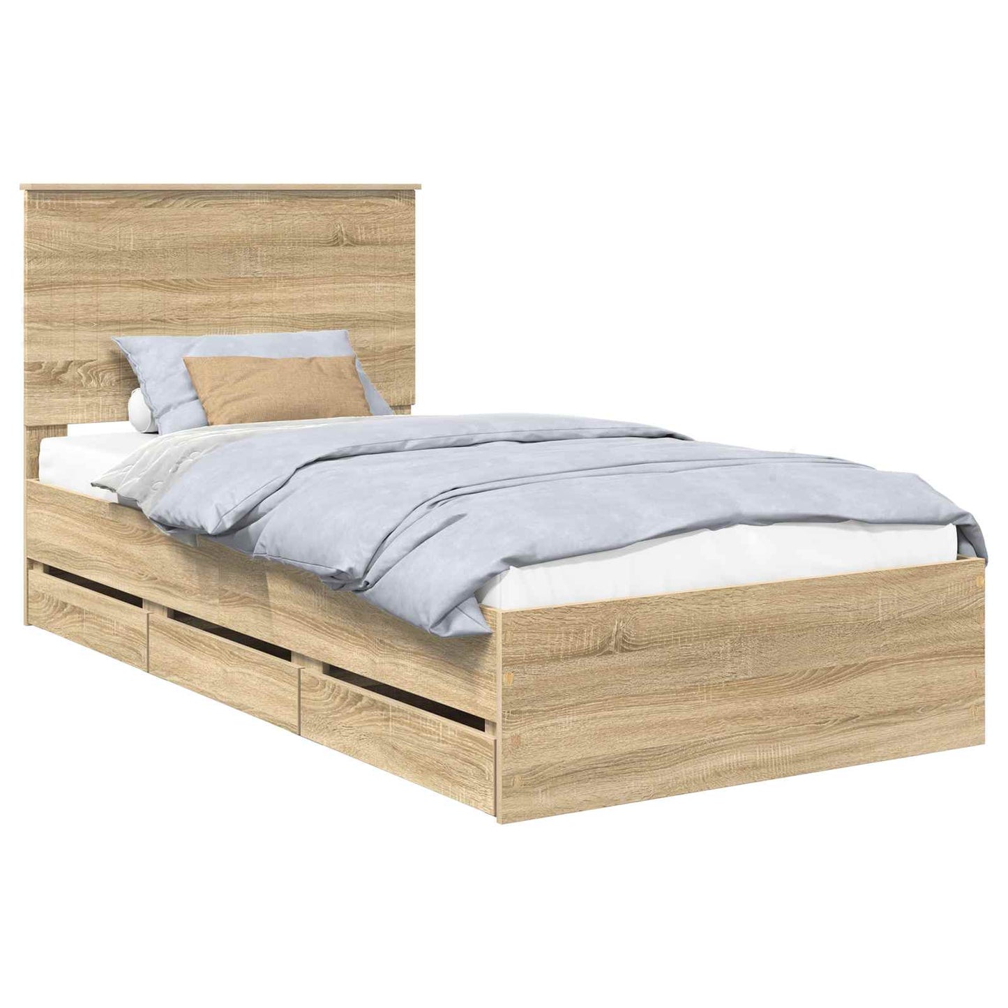 vidaXL Σκελετός Κρεβατιού Δρύς Sonoma 100 x 200 cm Μηχανήματος Ξύλο