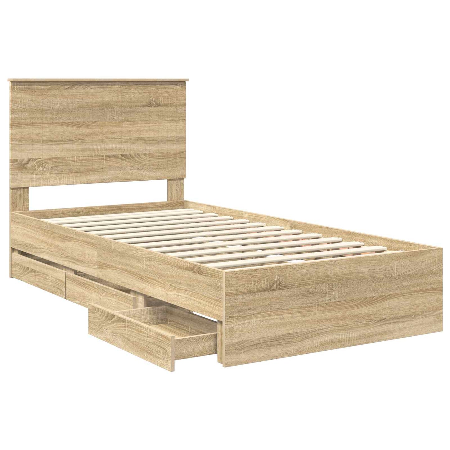 vidaXL Σκελετός Κρεβατιού Δρύς Sonoma 100 x 200 cm Μηχανήματος Ξύλο