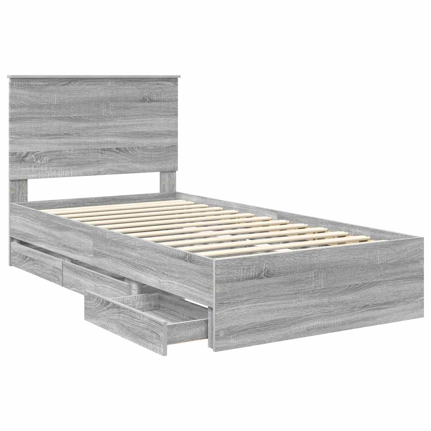 vidaXL Σκελετός Κρεβατιού Γκρίζο Σονομα 100 x 200 cm Μηχανήματος Ξύλο