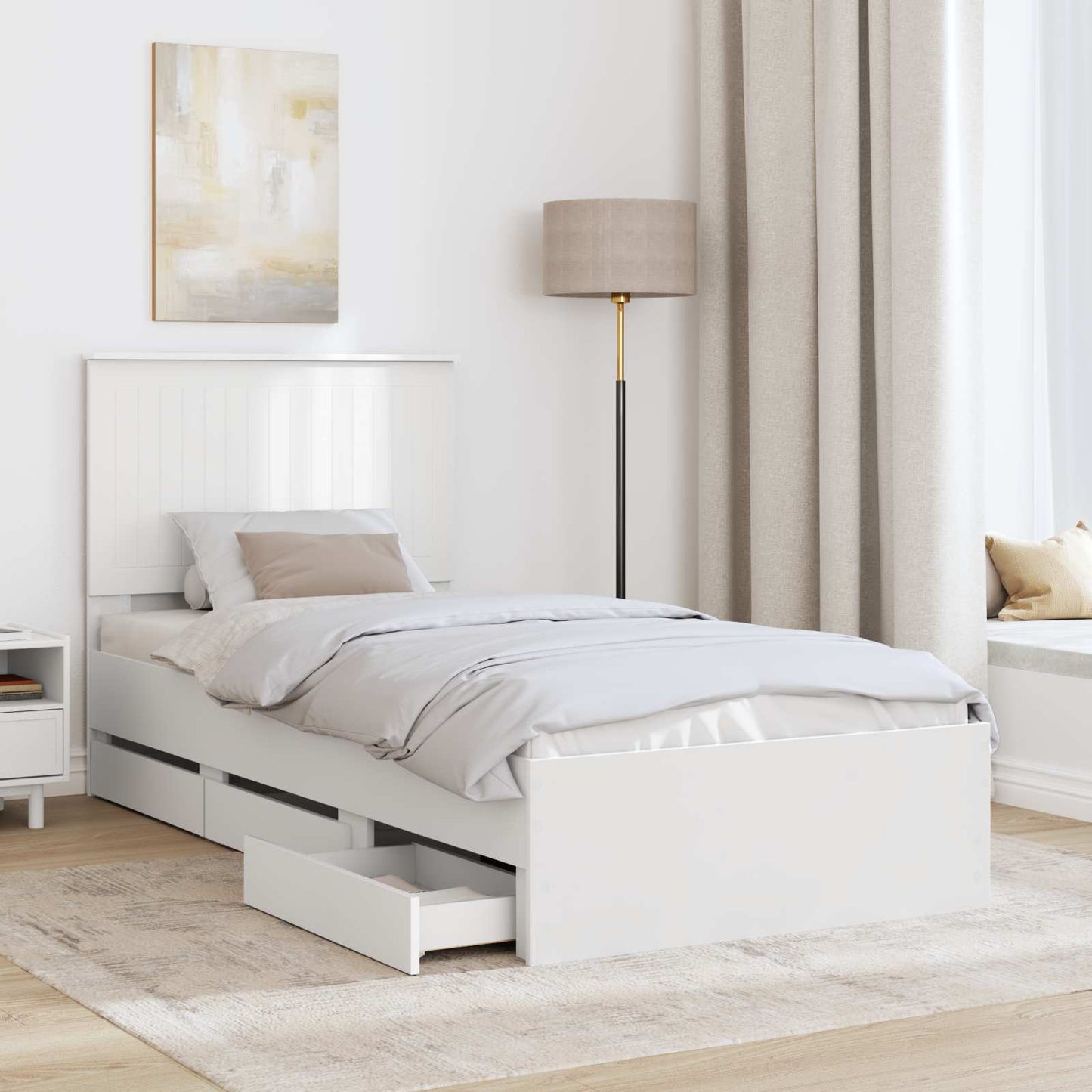vidaXL Σκελετός Κρεβατιού Λευκό 90 x 200 cm Μηχανήματος Ξύλο