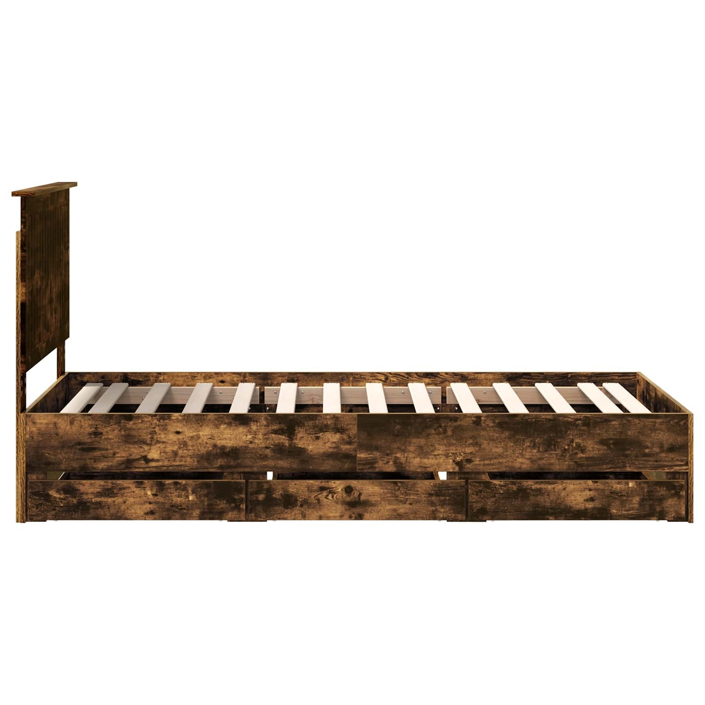 vidaXL Σκελετός Κρεβατιού Καπνιστό Δρύς 90 x 190 cm Μηχανήματος Ξύλο