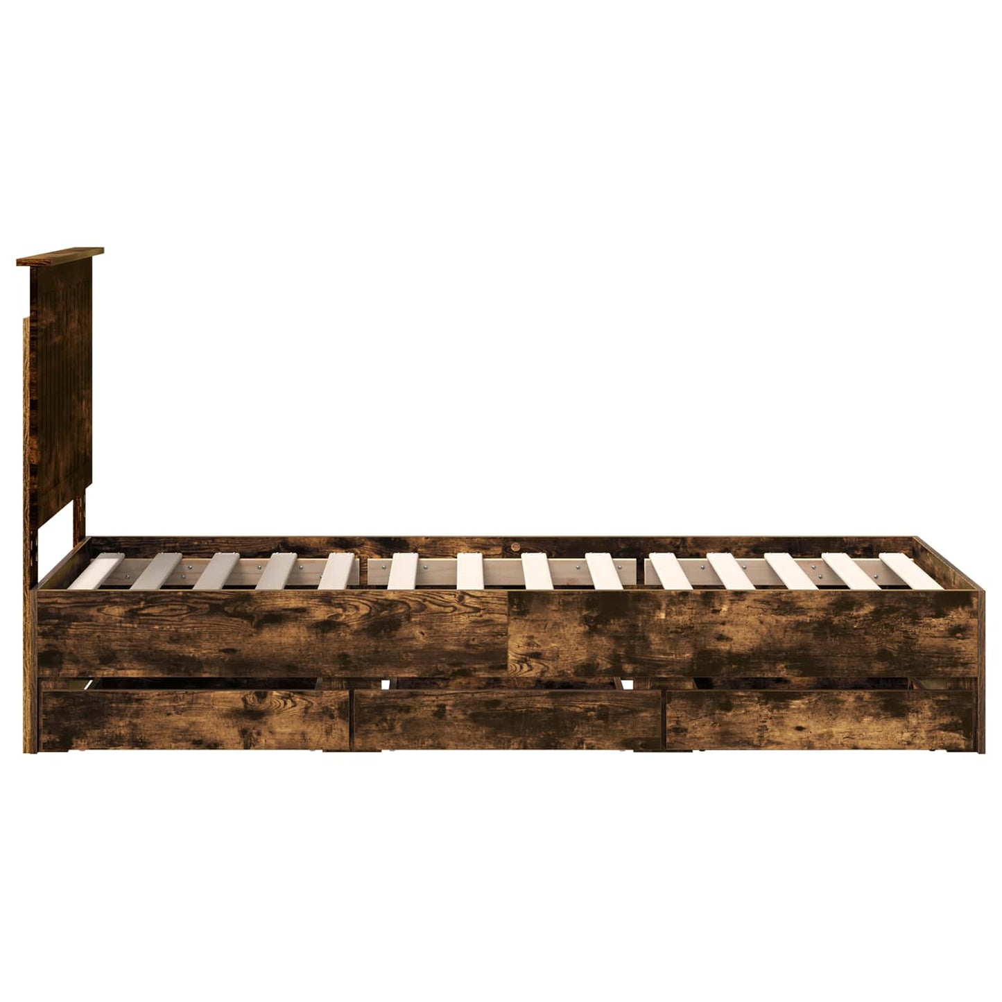 vidaXL Σκελετός Κρεβατιού Καπνιστό Δρύς 75 x 190 cm Μηχανήματος Ξύλο