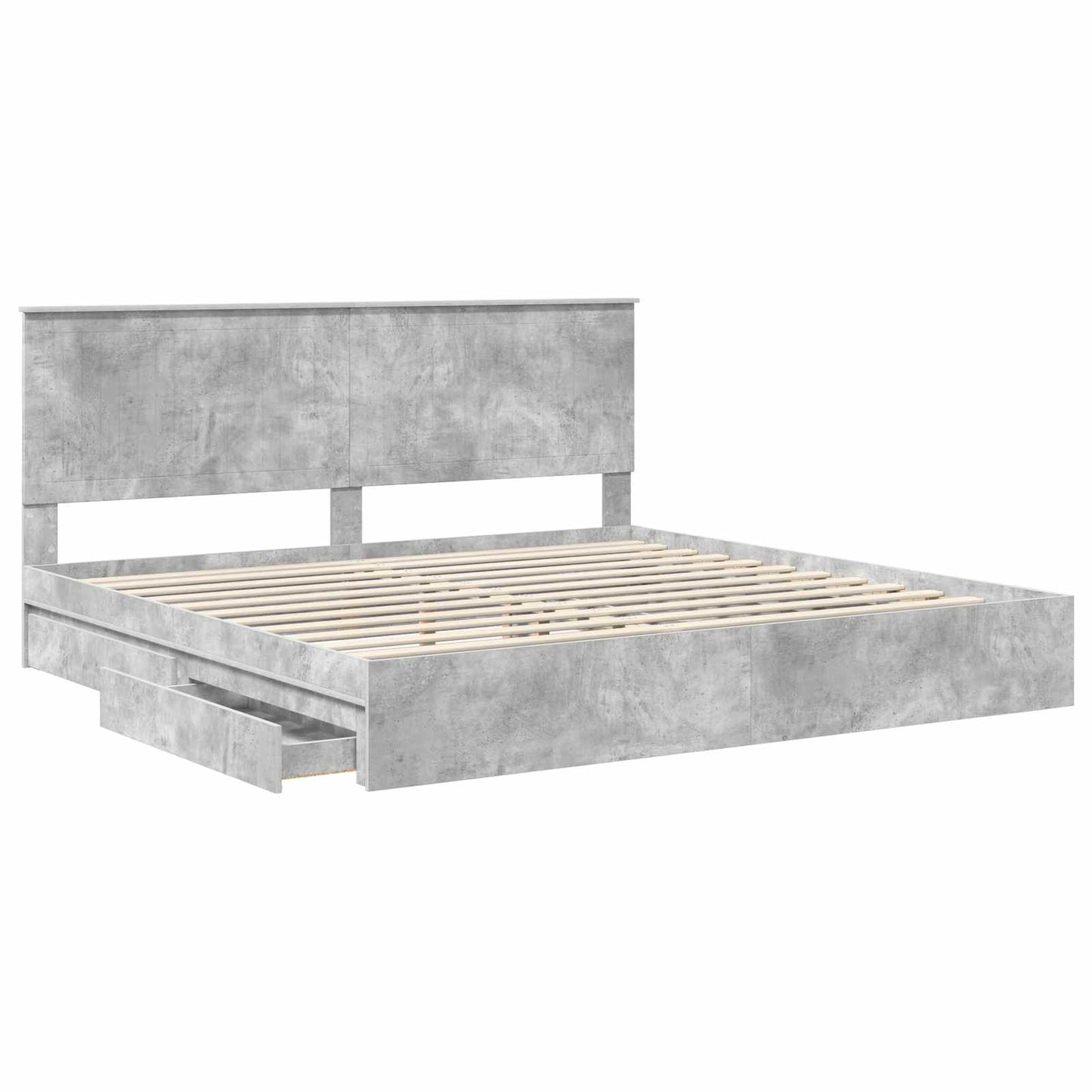 vidaXL Κρεβάτι Αποθήκης Σκυρόδεμα Γκρι 200 x 200 cm Επεξεργασμένο ξύλο