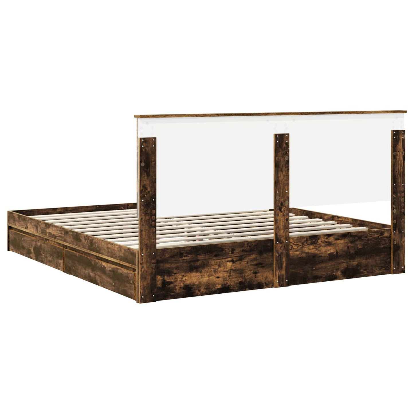 vidaXL Κρεβάτι Αποθήκης Καπνιστό Δρύς 180 x 200 cm Επεξεργασμένο ξύλο