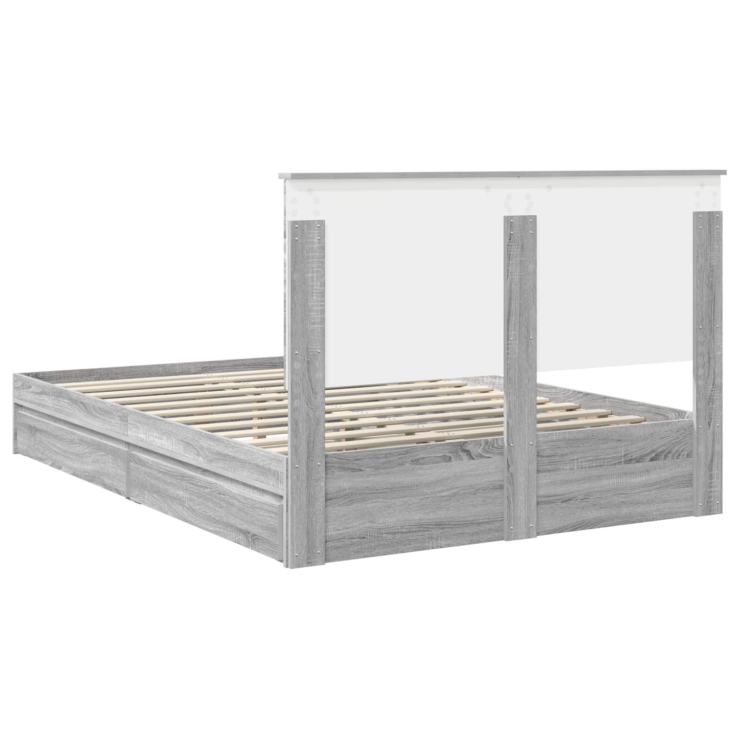 vidaXL Κρεβάτι Αποθήκης Γκρίζο Σονομα 135 x 190 cm Επεξεργασμένο ξύλο