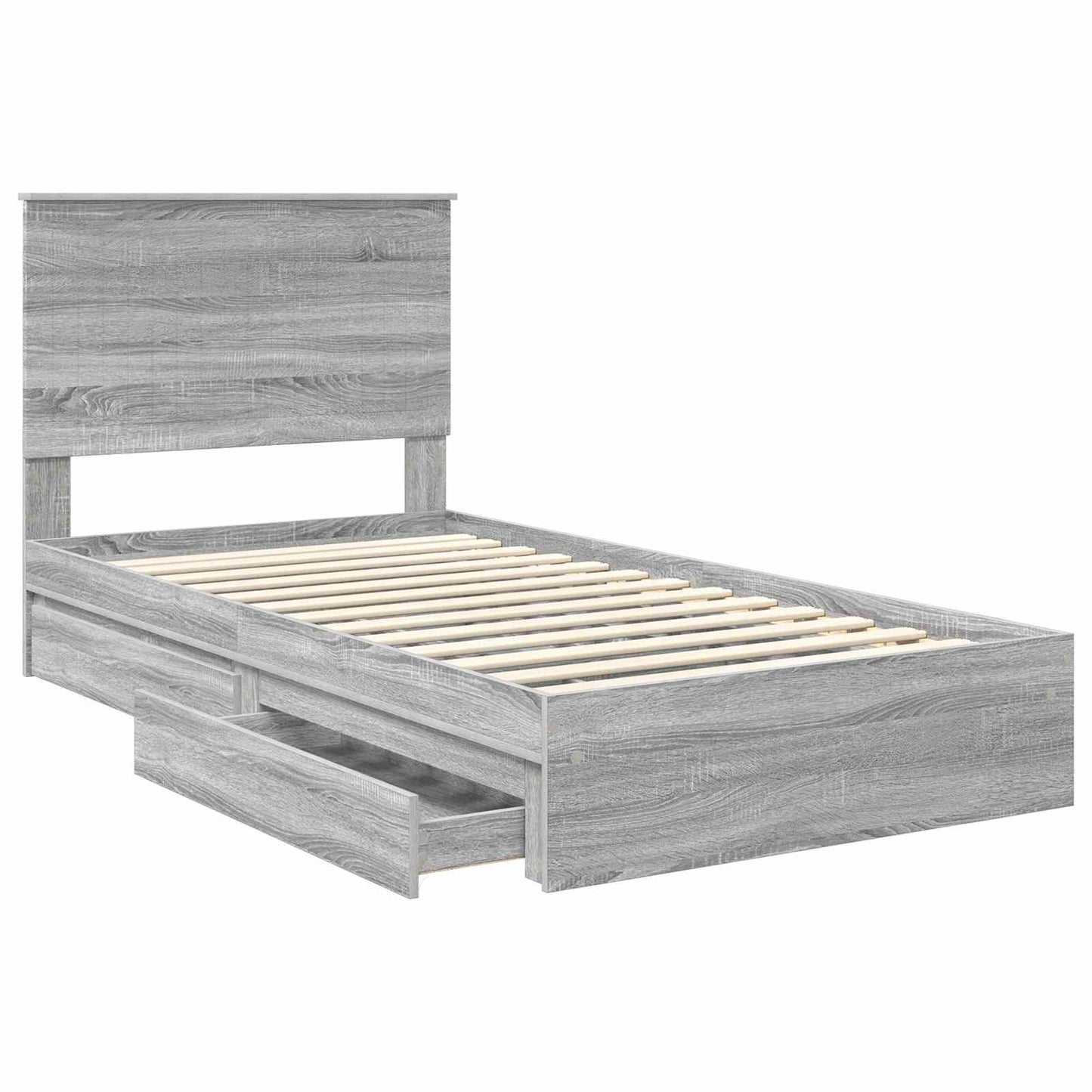 vidaXL Κρεβάτι Αποθήκης Γκρίζο Σονομα 100 x 200 cm Επεξεργασμένο ξύλο