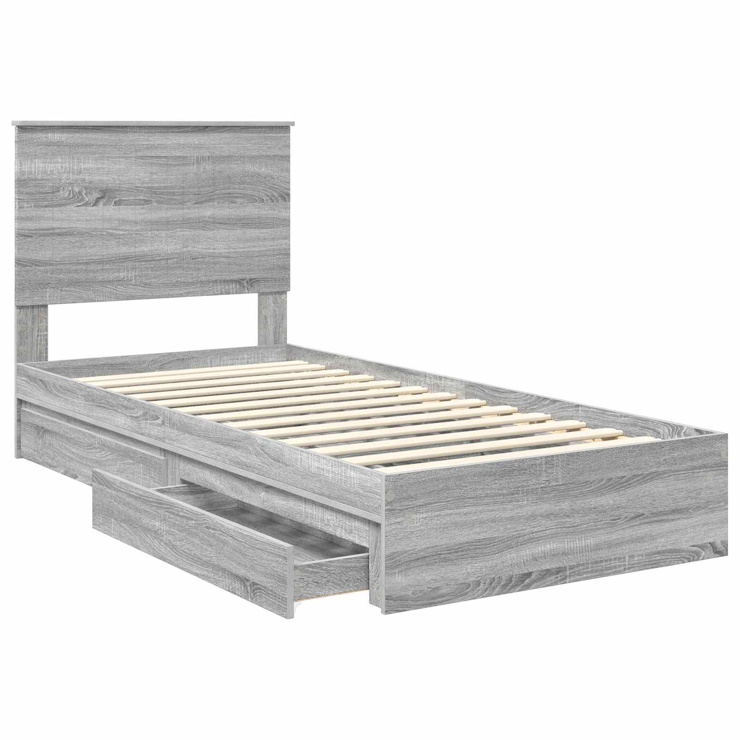 vidaXL Κρεβάτι Αποθήκης Γκρίζο Σονομα 90 x 190 cm Επεξεργασμένο ξύλο