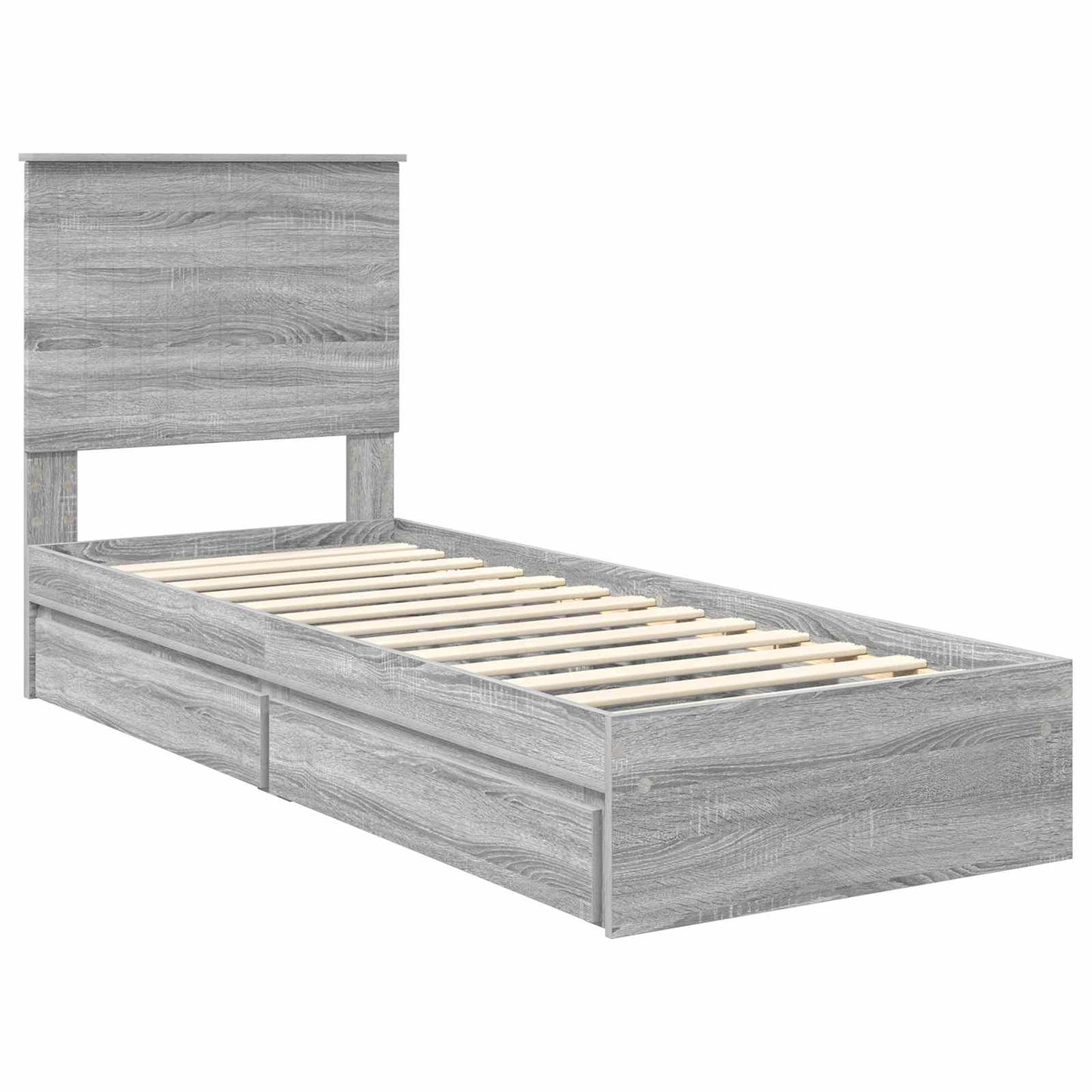 vidaXL Κρεβάτι Αποθήκης Γκρίζο Σονομα 75 x 190 cm Επεξεργασμένο ξύλο