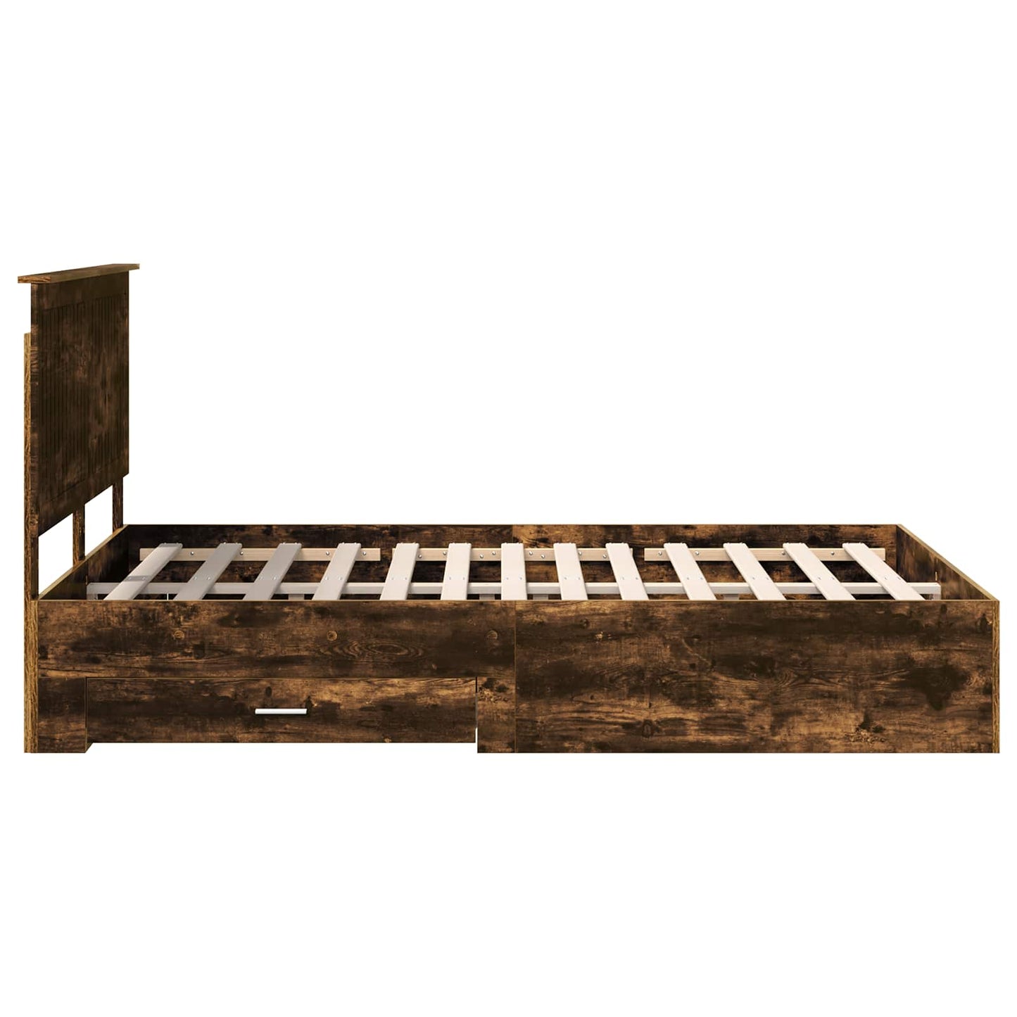 vidaXL Σκελετός Κρεβατιού με κεφαλάρι Καπνιστό Δρύς 135 x 190 cm