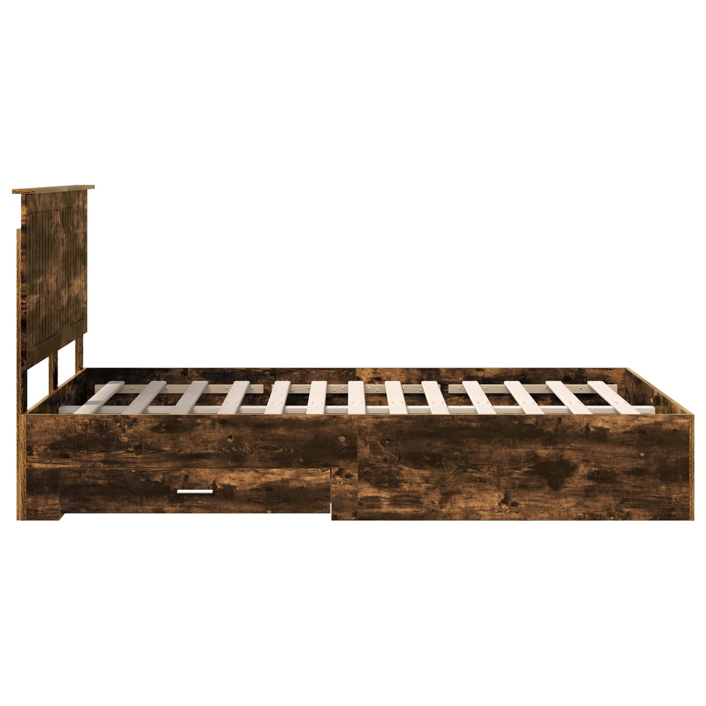 vidaXL Σκελετός Κρεβατιού με κεφαλάρι Καπνιστό Δρύς 120 x 200 cm