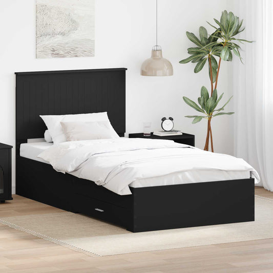 vidaXL Σκελετός Κρεβατιού με κεφαλάρι Μαύρο και Ασημί 100 x 200 cm