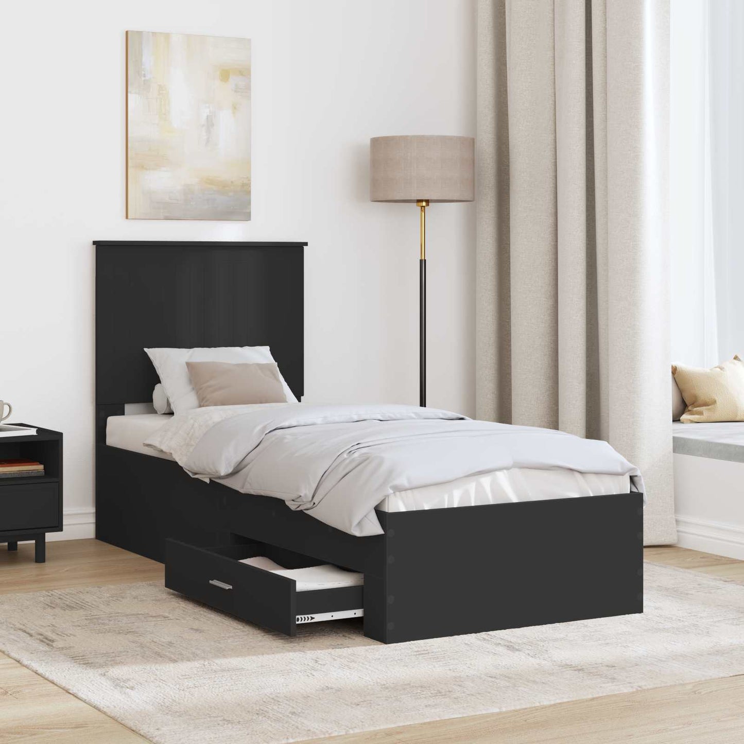 vidaXL Σκελετός Κρεβατιού με κεφαλάρι Μαύρο και Ασημί 75 x 190 cm