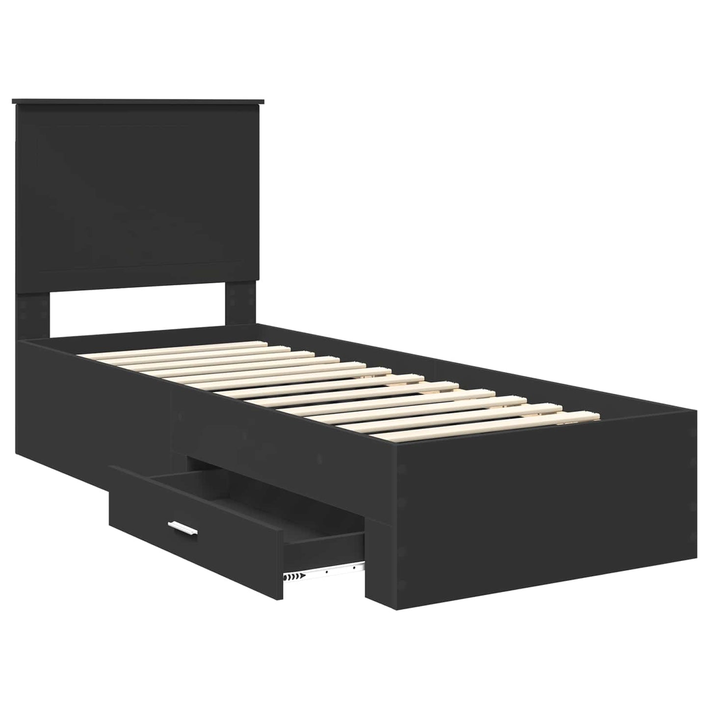 vidaXL Σκελετός Κρεβατιού με κεφαλάρι Μαύρο και Ασημί 75 x 190 cm