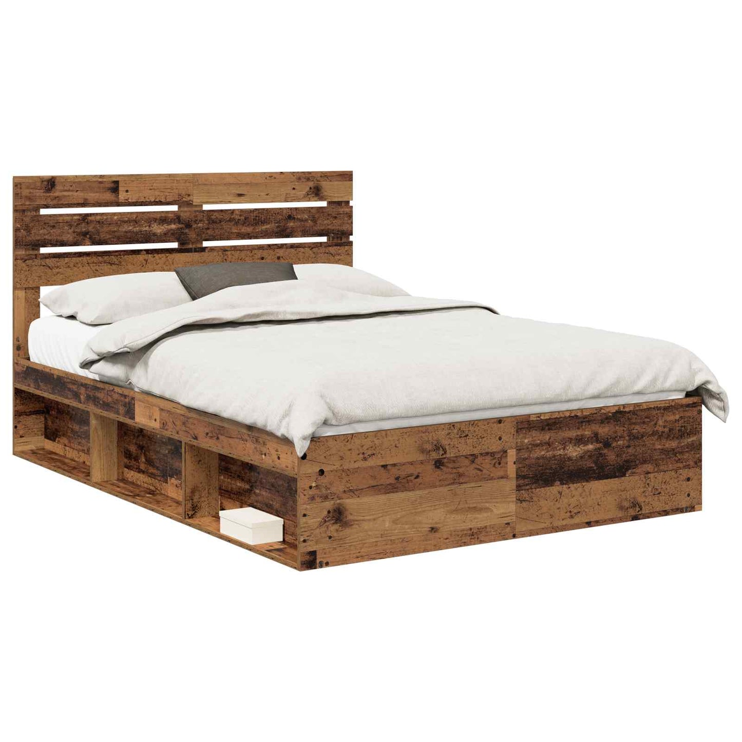 vidaXL Σκελετός Κρεβατιού Παλιό ξύλο 150 x 200 cm Στερεά ξυλεία πεύκου