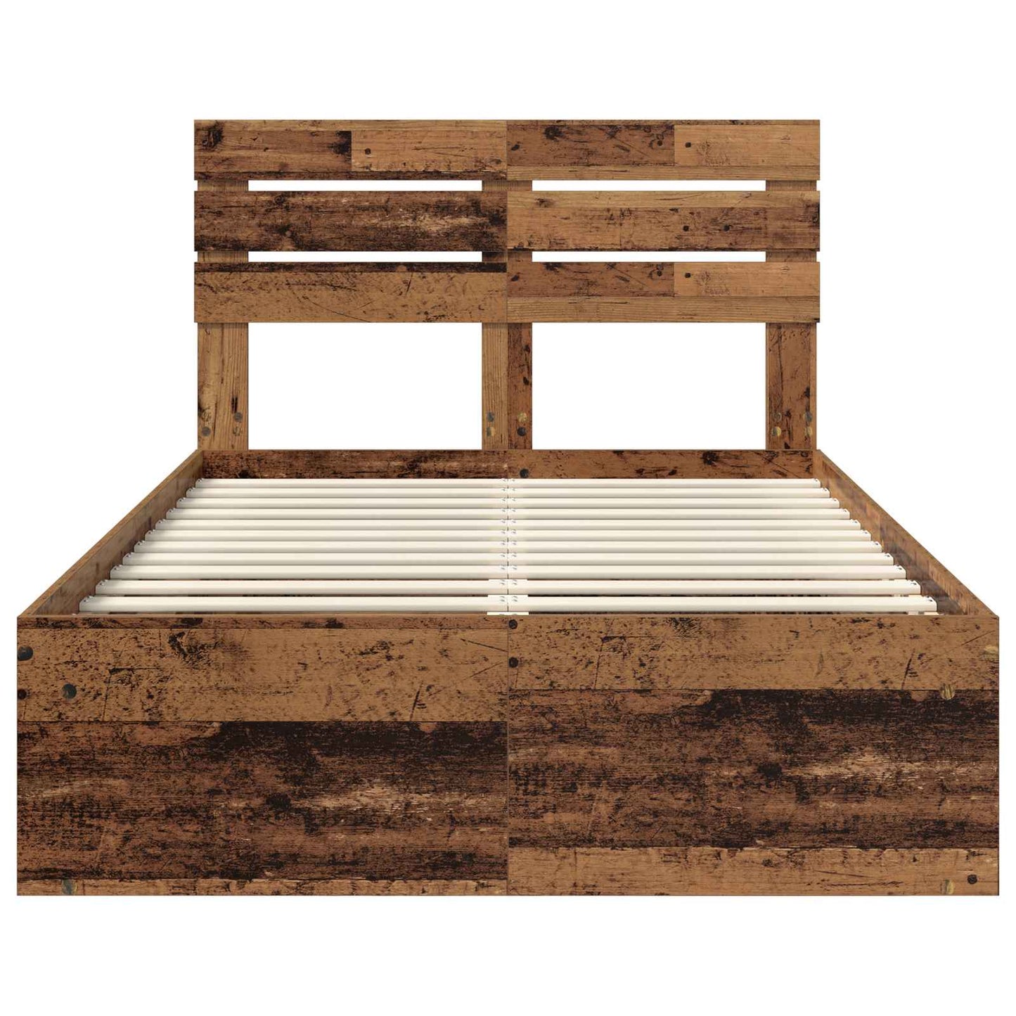 vidaXL Σκελετός Κρεβατιού Παλιό ξύλο 135 x 190 cm Στερεά ξυλεία πεύκου