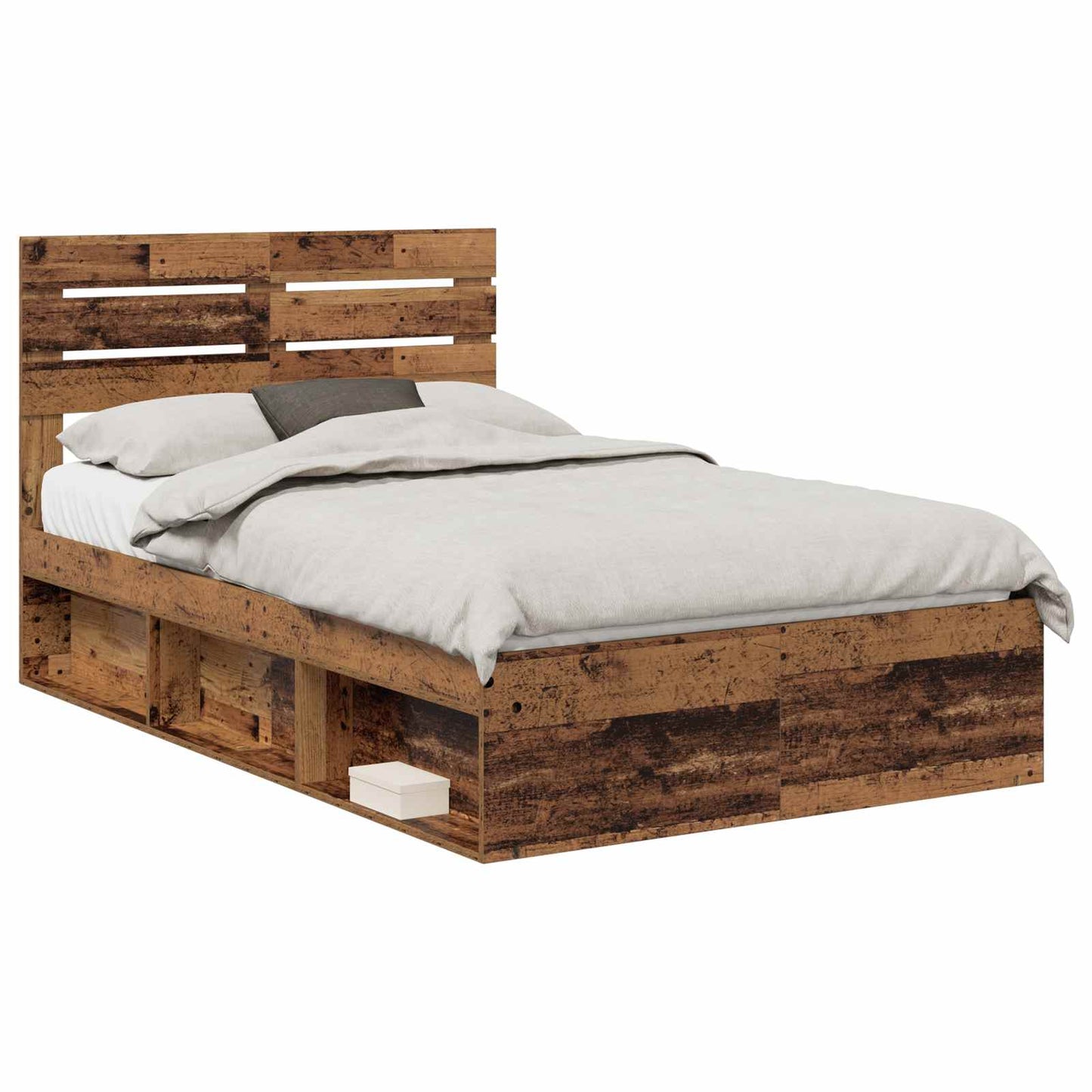 vidaXL Σκελετός Κρεβατιού Παλιό ξύλο 120 x 190 cm Στερεά ξυλεία πεύκου