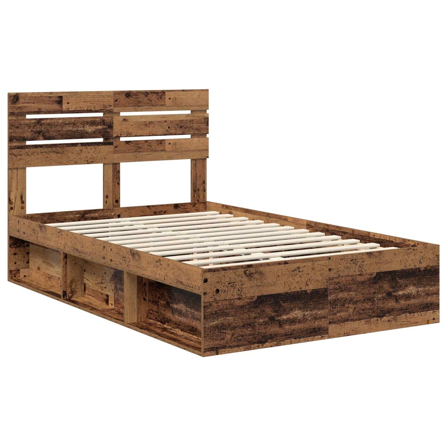 vidaXL Σκελετός Κρεβατιού Παλιό ξύλο 120 x 190 cm Στερεά ξυλεία πεύκου