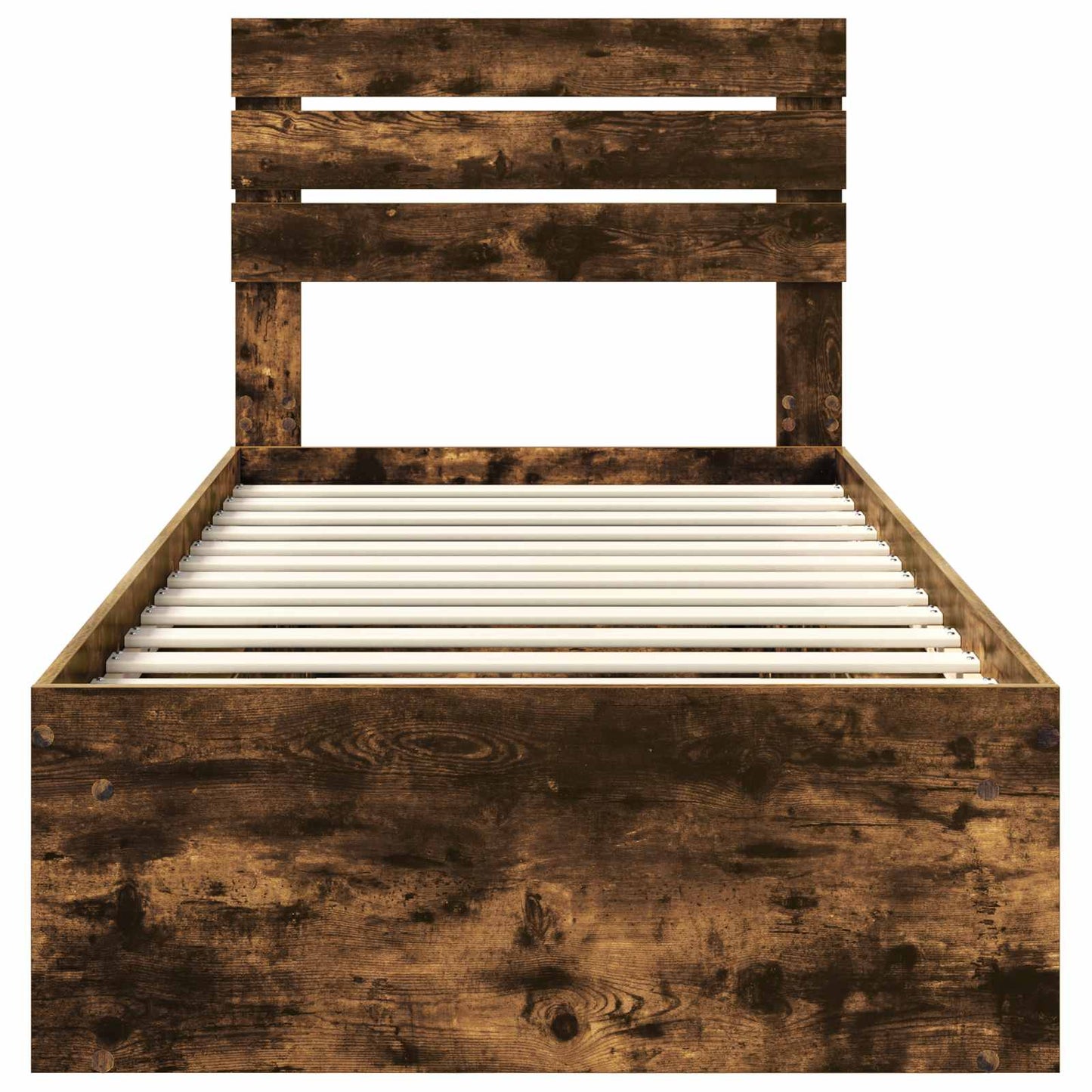 vidaXL Σκελετός Κρεβατιού με κεφαλάρι Καπνιστό Δρύς 75 x 190 cm