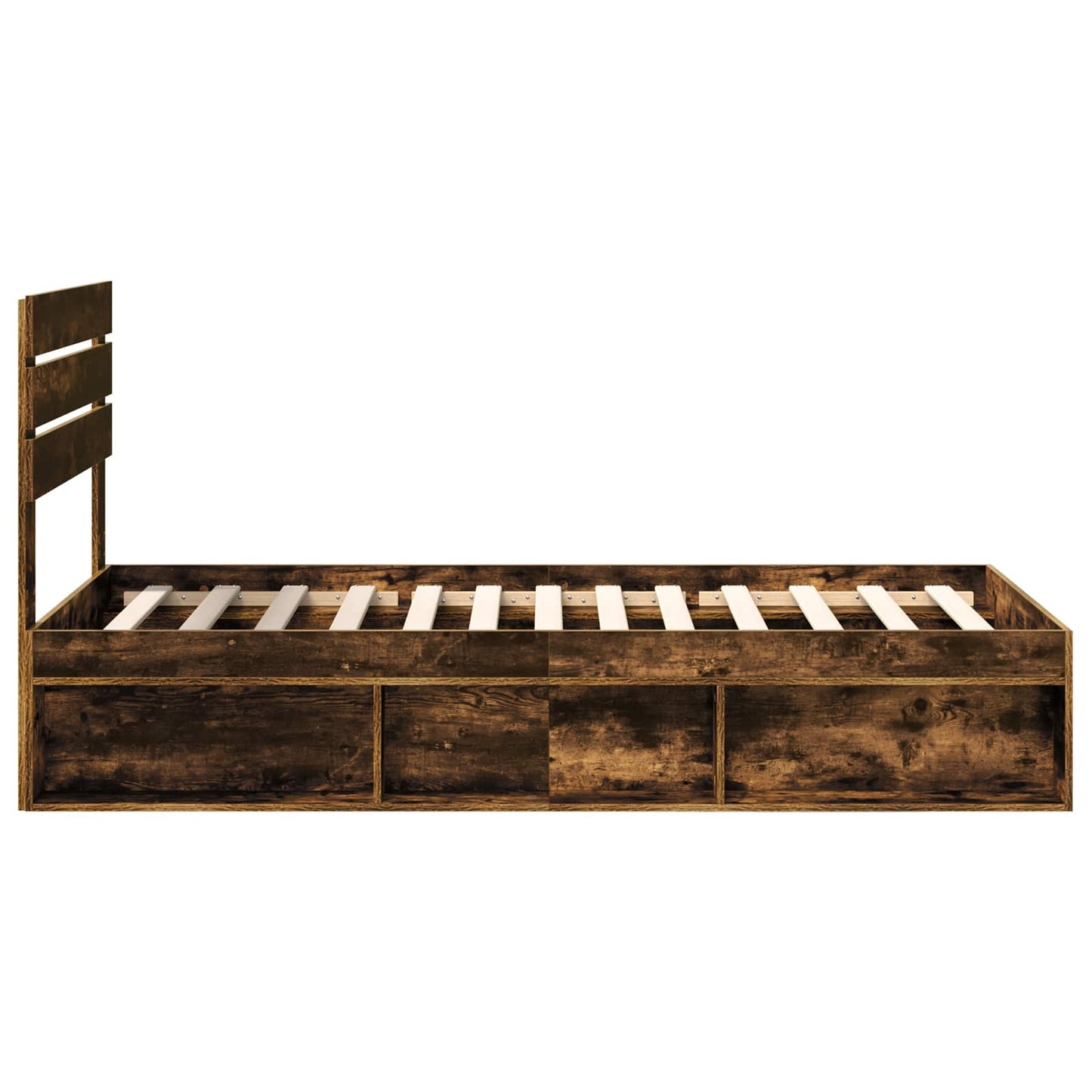 vidaXL Σκελετός Κρεβατιού με κεφαλάρι Καπνιστό Δρύς 75 x 190 cm