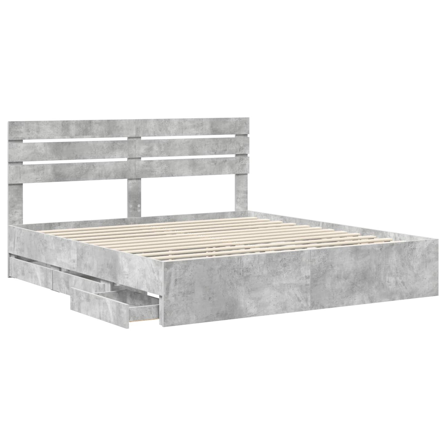 vidaXL Σκελετός Κρεβατιού Σκυρόδεμα Γκρι 180 x 200 cm Μηχανήματος Ξύλο