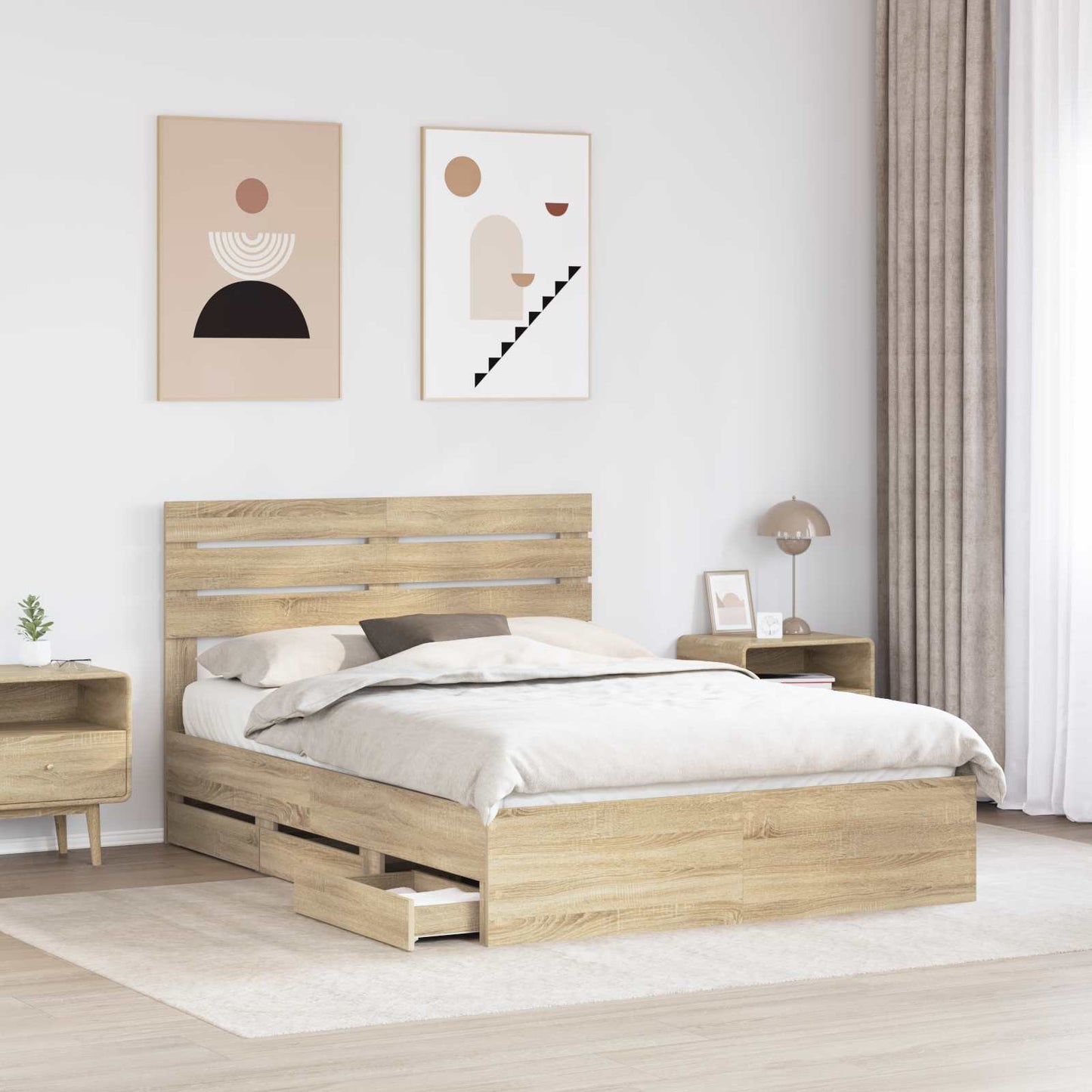 vidaXL Σκελετός Κρεβατιού Δρύς Sonoma 160 x 200 cm Μηχανήματος Ξύλο