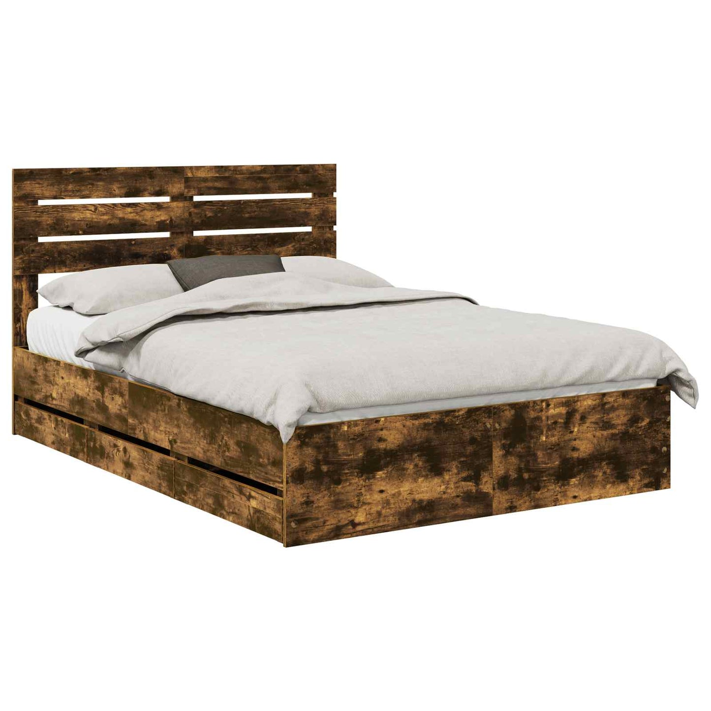 vidaXL Σκελετός Κρεβατιού Καπνιστό Δρύς 160 x 200 cm Μηχανήματος Ξύλο