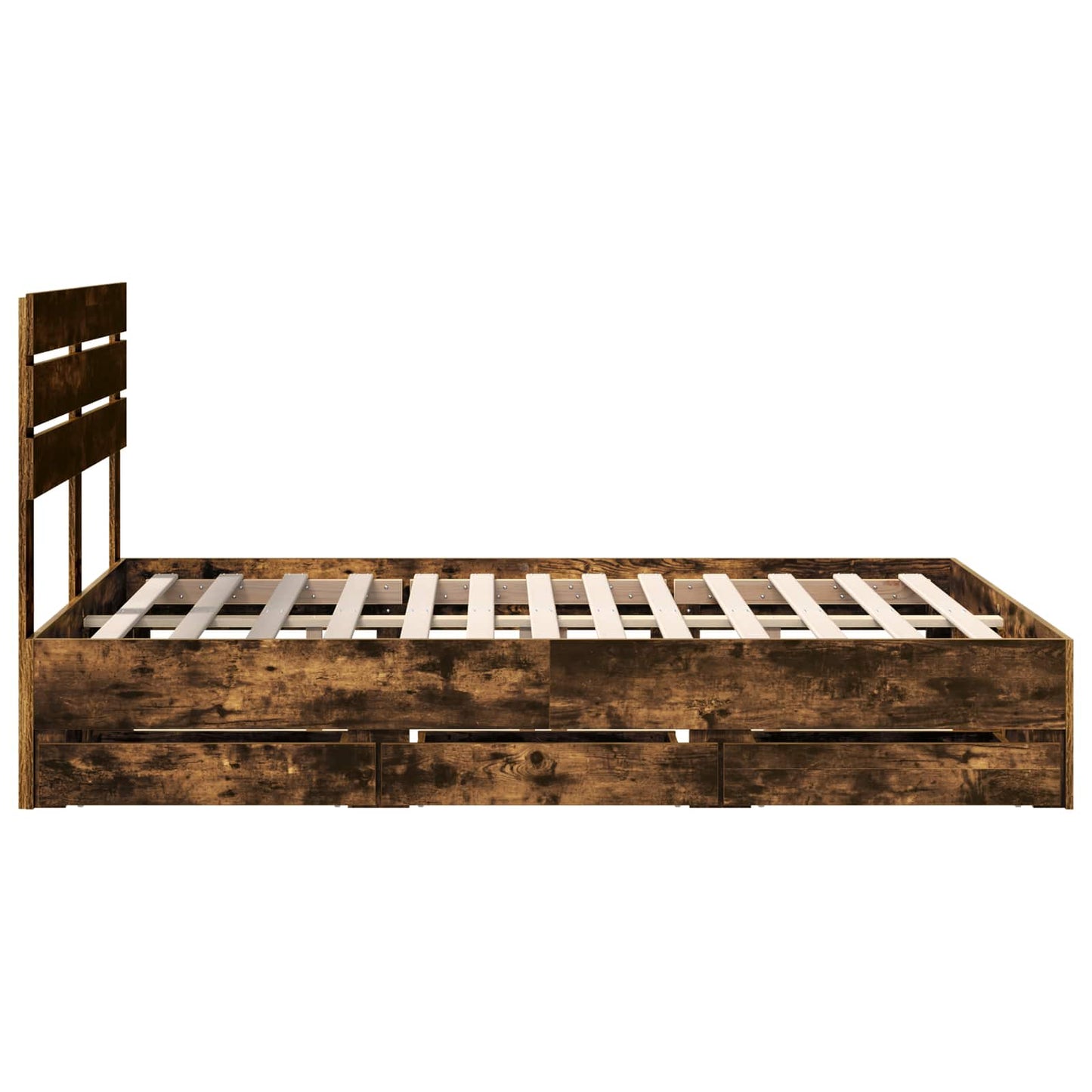 vidaXL Σκελετός Κρεβατιού Καπνιστό Δρύς 160 x 200 cm Μηχανήματος Ξύλο